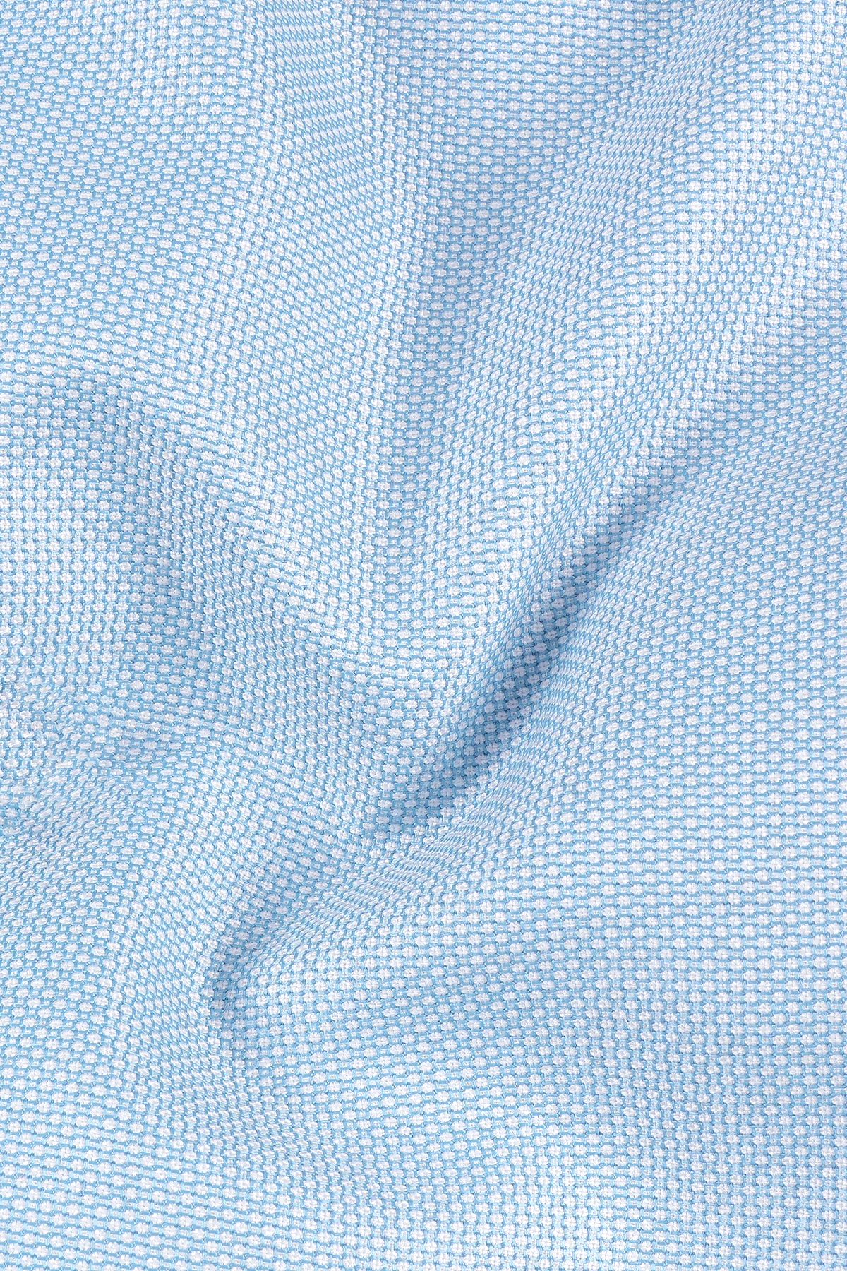 Azure-Hawkes Blue Diamond Textured Wool Rich Slight Stretch Single Breasted Blazer