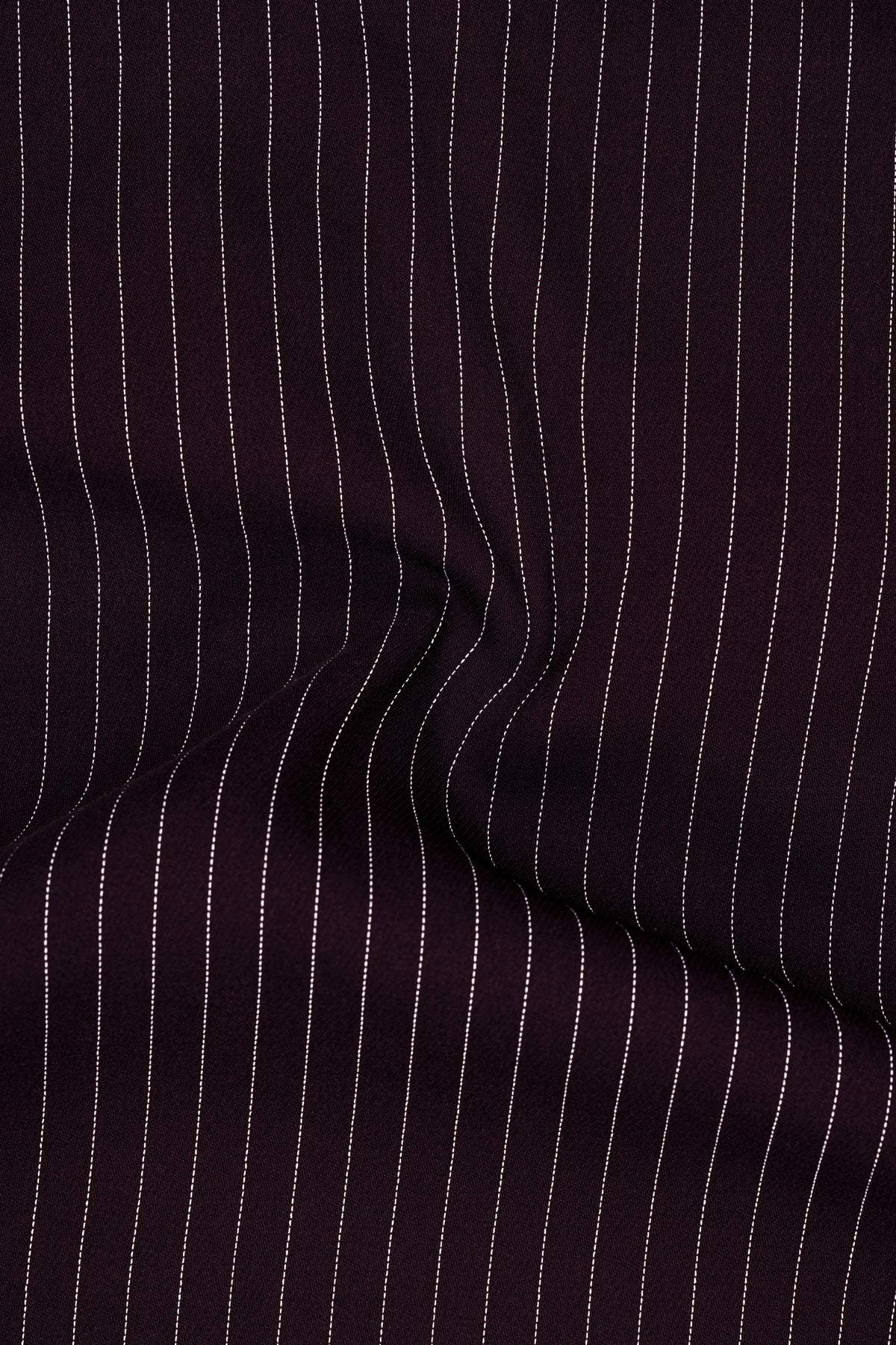 Vesper-Gondola Maroon Chalk Striped Wool Rich Wrinkle-Free Fluid Drape Fabric Single Breasted Blazer