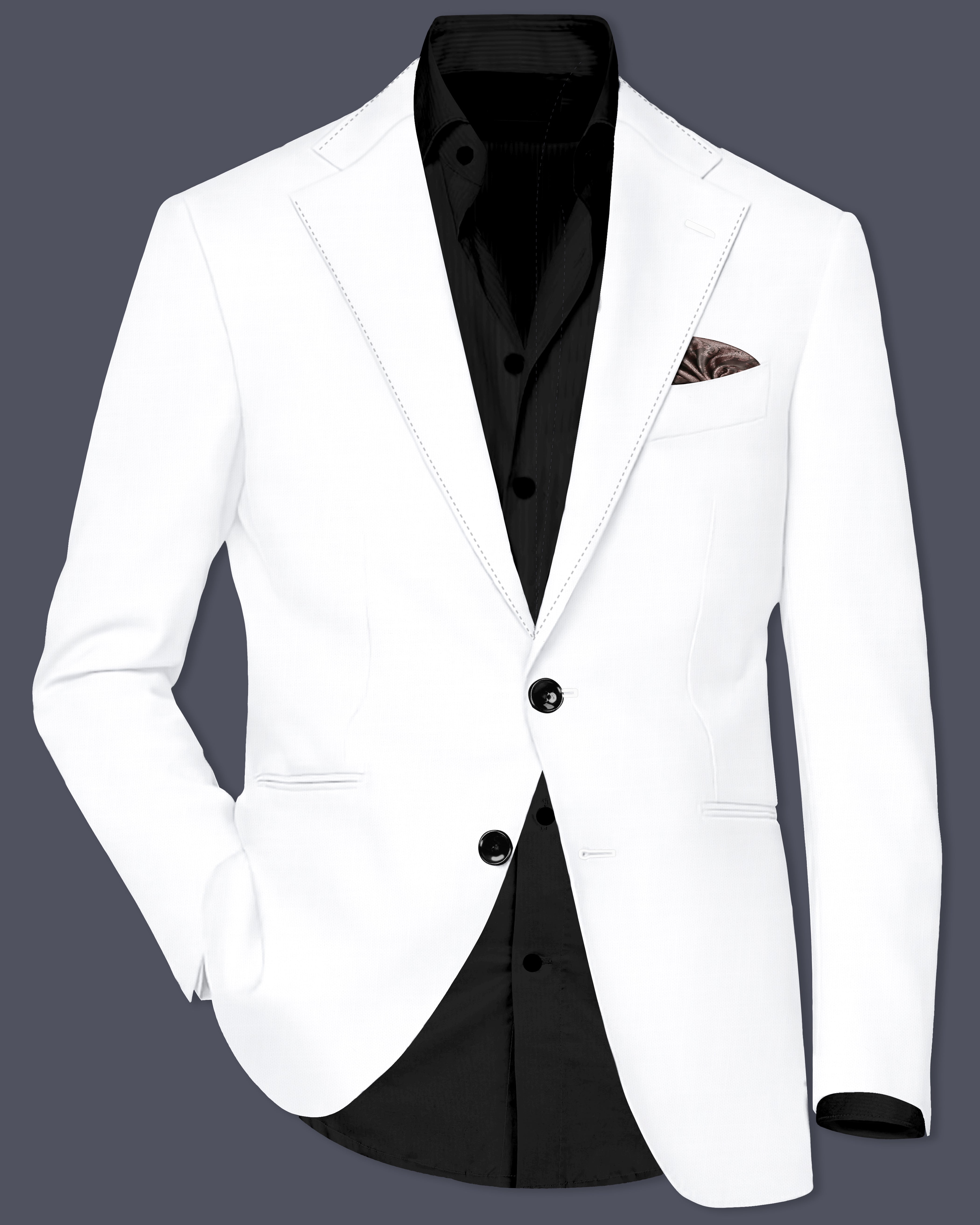 Bright White Textured Single Breasted Premium Linen Blazers