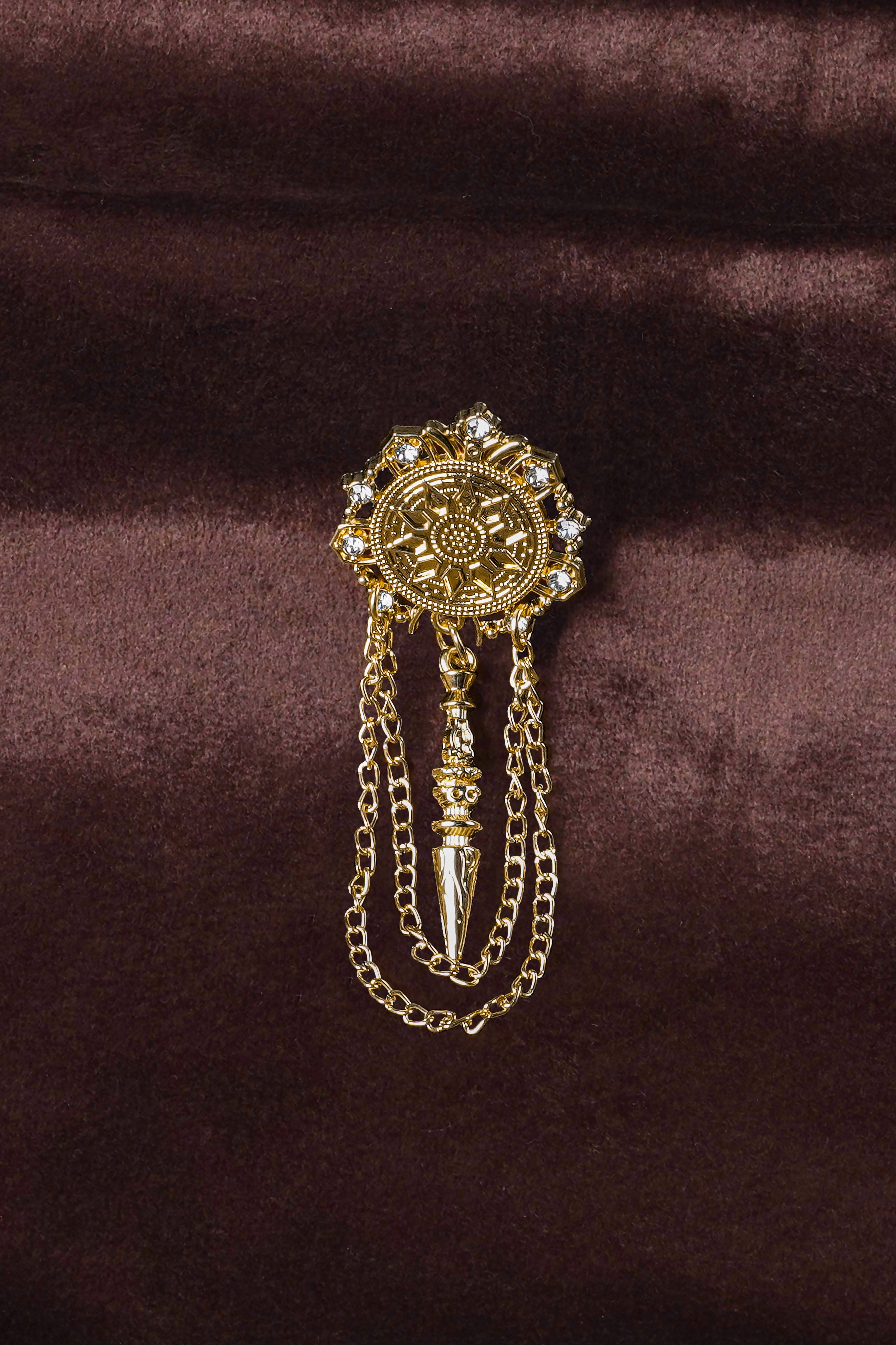 Royal Emblem Designer Gold Tone Brooch