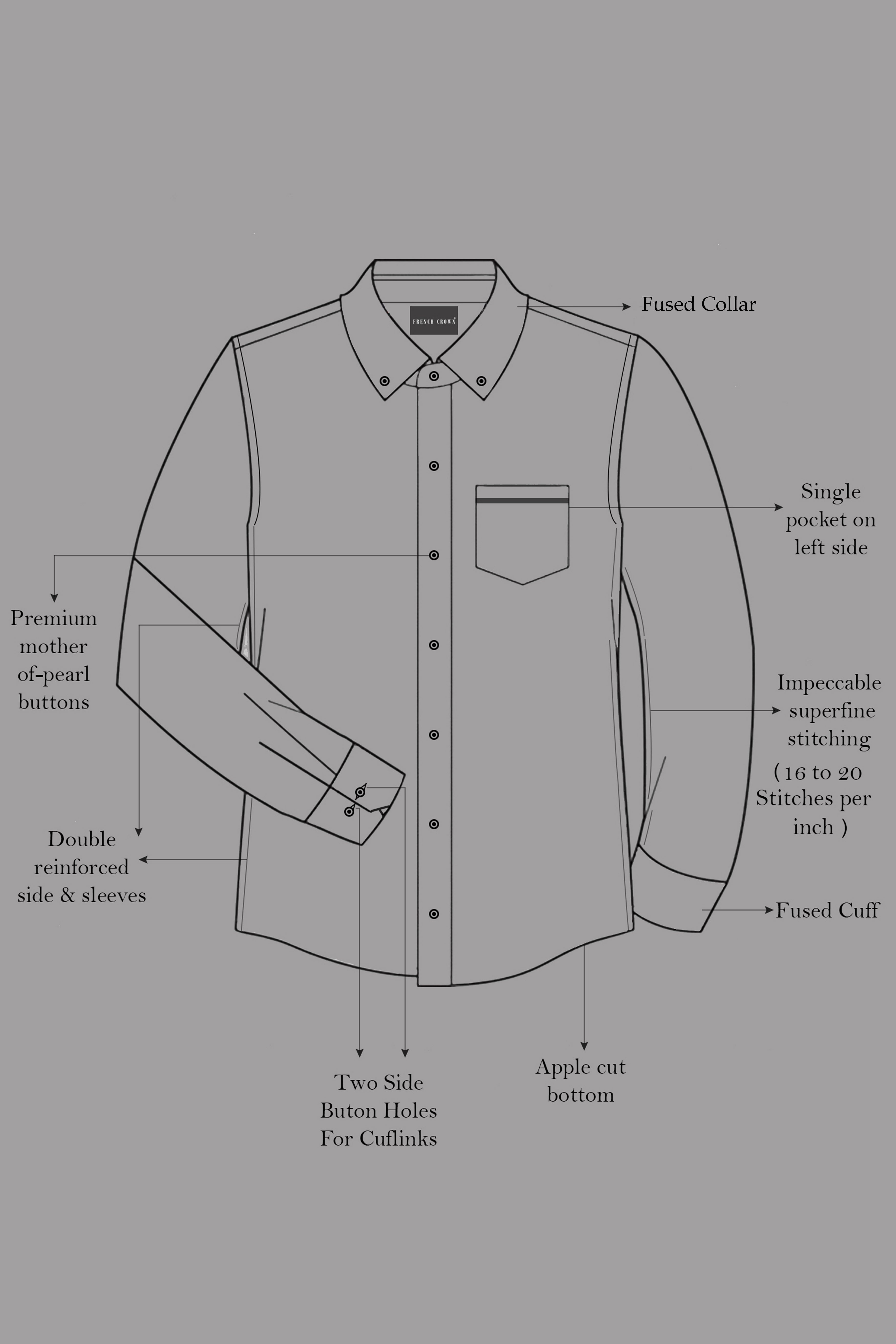 Ironside Gray Textured Twill Cotton Shirt