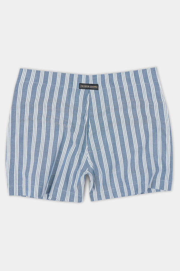 Cadet Blue With White Striped Royal Oxford Boxer