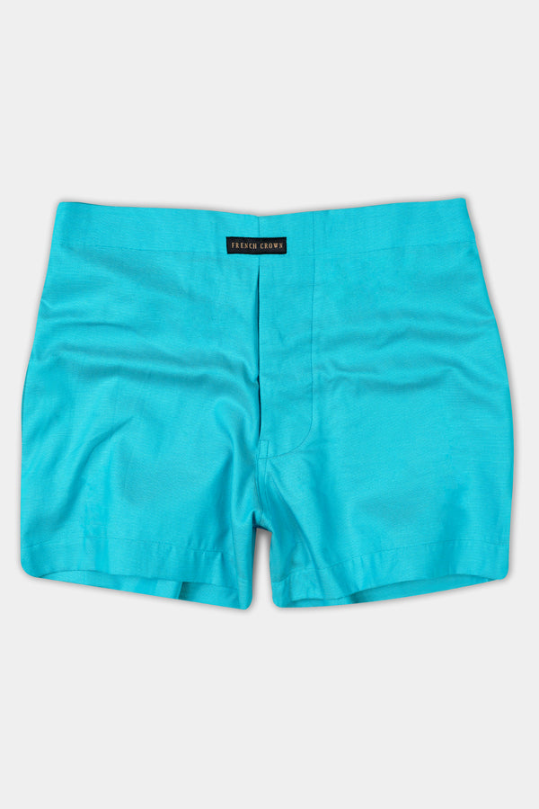 Cerulean Blue Textured Dobby Premium Giza Cotton Boxer