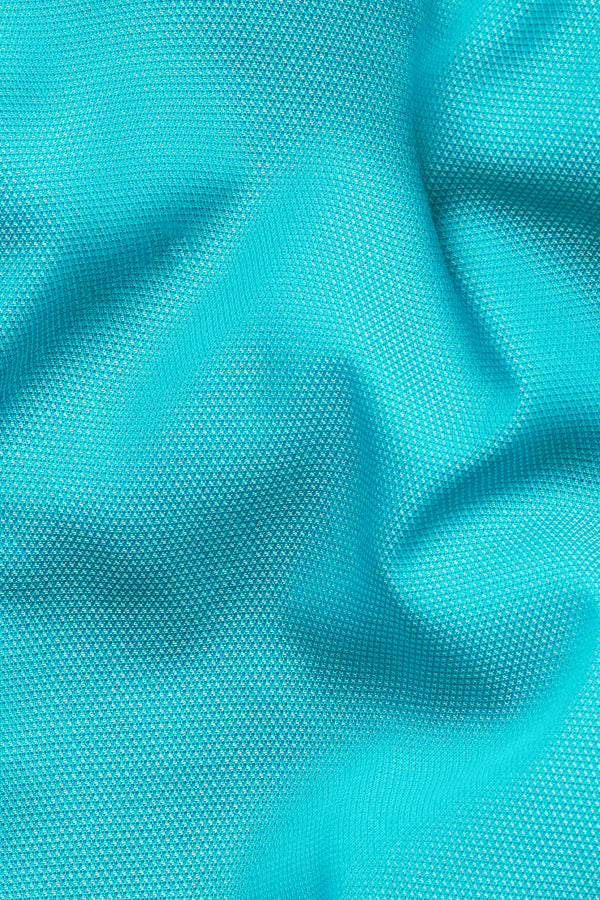 Cerulean Blue Textured Dobby Premium Giza Cotton Boxer