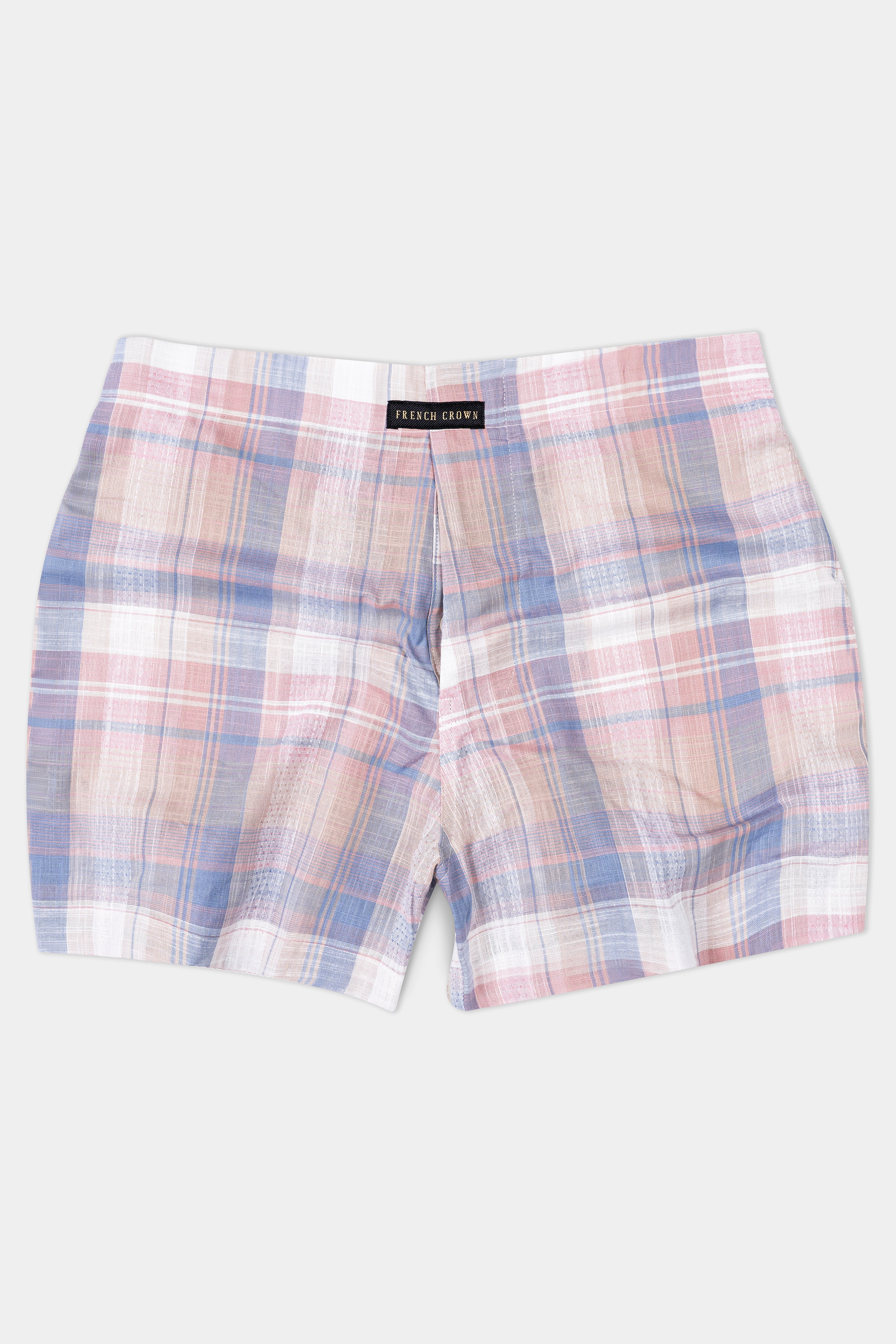 Blossom Pink And Periwinkle Blue With White Checkered Premium Giza Cotton Boxer BX521-28, BX521-30, BX521-32, BX521-34, BX521-36, BX521-38, BX521-40, BX521-42, BX521-44