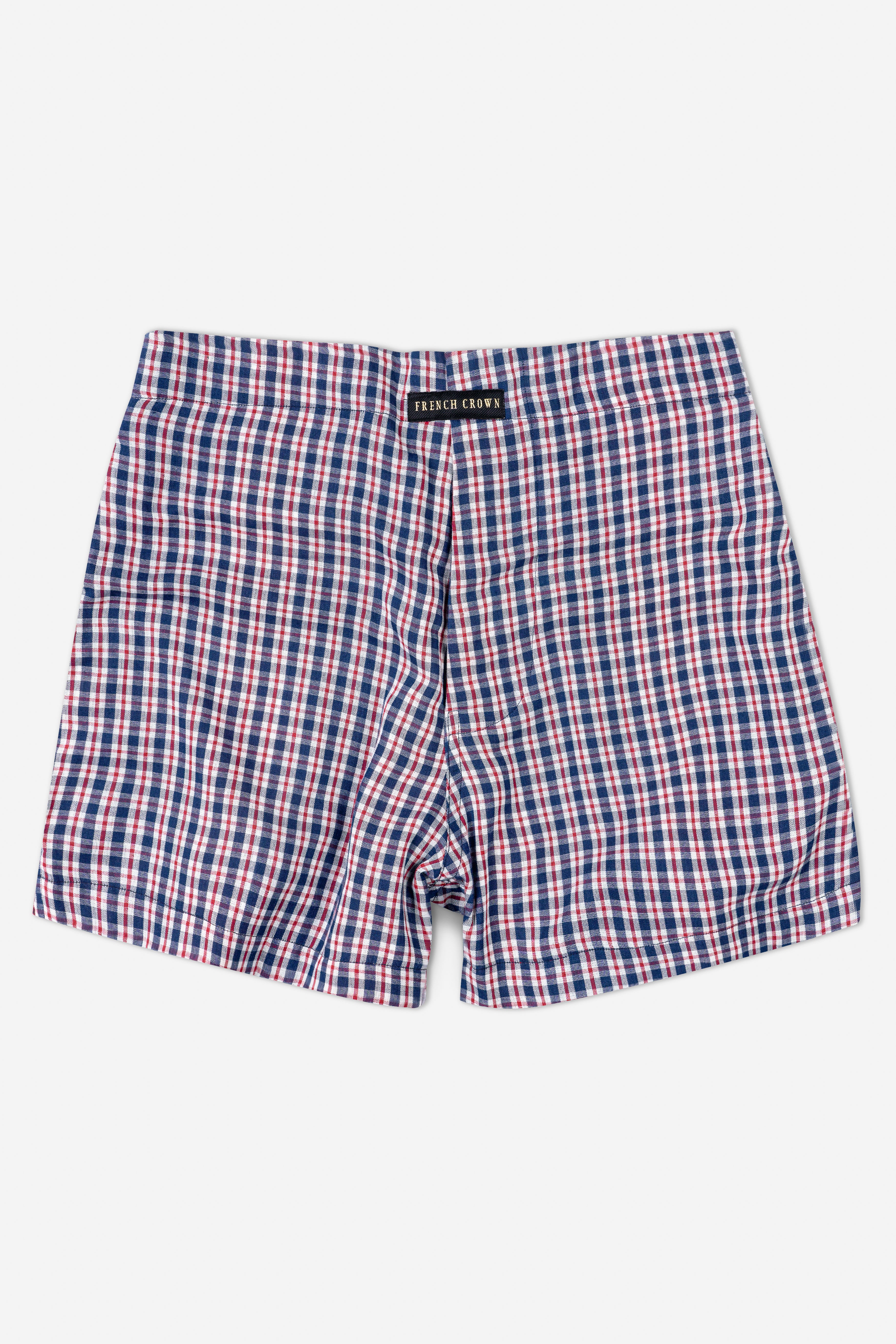 Nile Blue And Stiletto Red With White Checkered Royal Oxford Boxer BX524-28, BX524-30, BX524-32, BX524-34, BX524-36, BX524-38, BX524-40, BX524-42, BX524-44