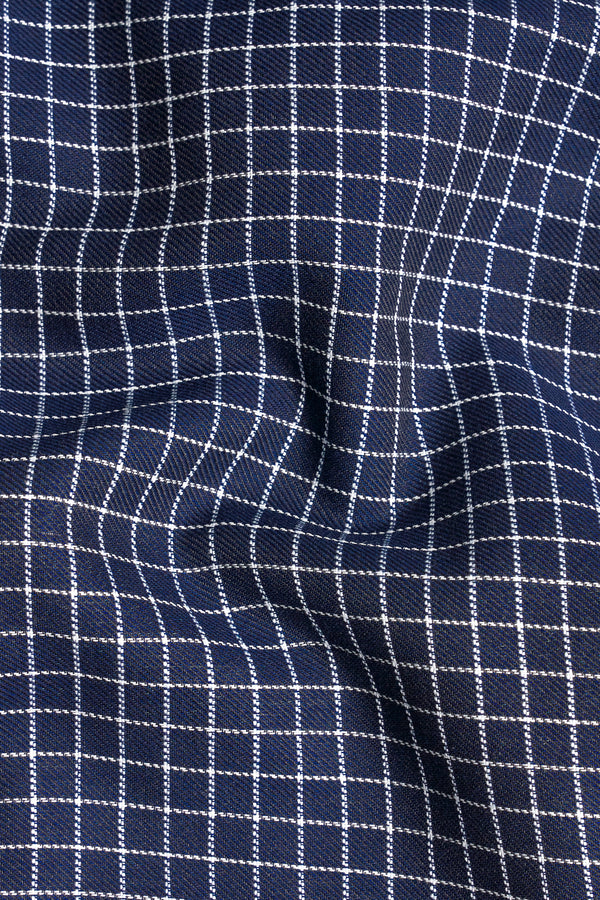 Brewers Navy Blue With White Checkered Dobby Premium Giza Cotton Boxer