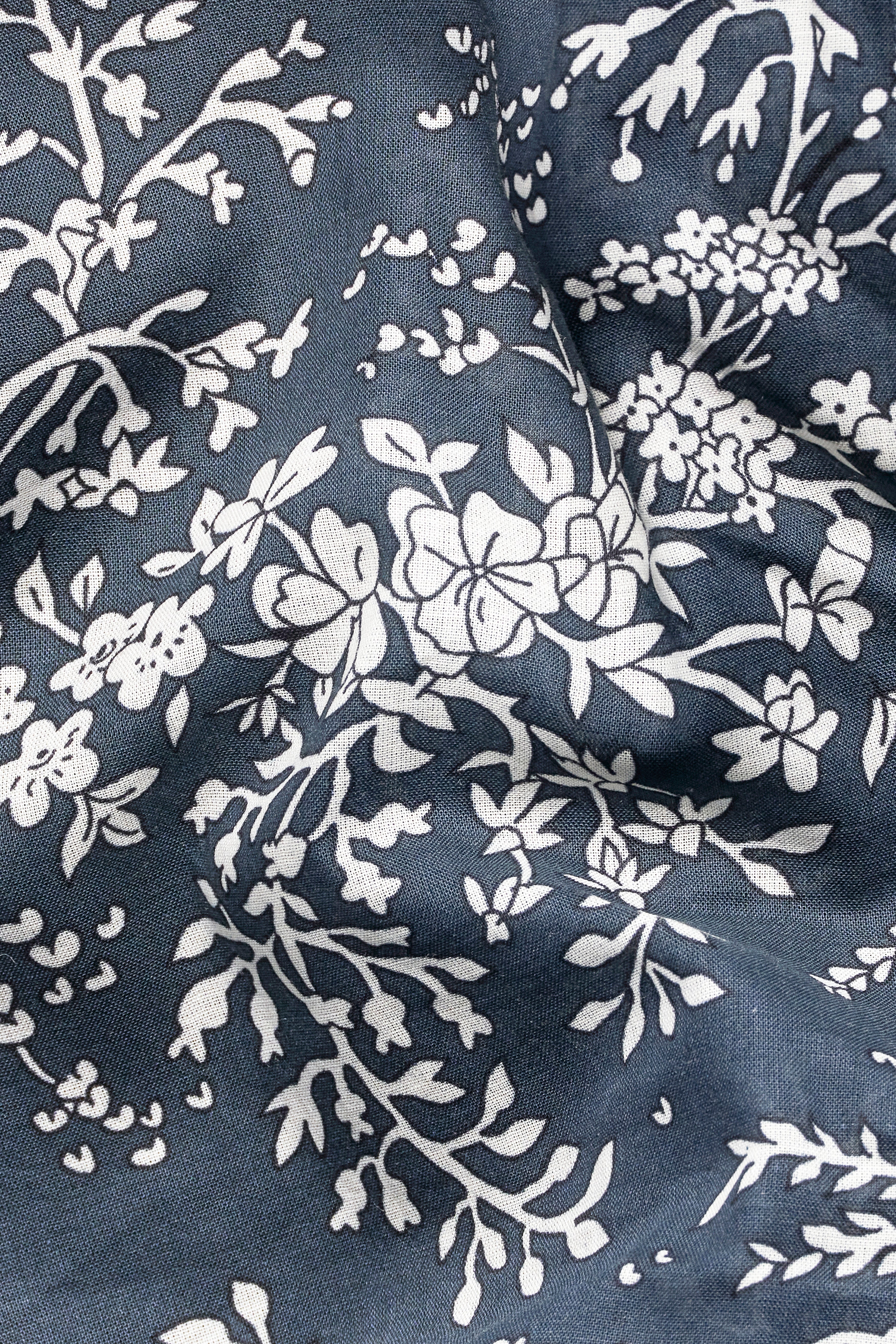 Limed Spruce Blue With White Flower Printed Premium Cotton Boxer BX534-28, BX534-30, BX534-32, BX534-34, BX534-36, BX534-38, BX534-40, BX534-42, BX534-44
