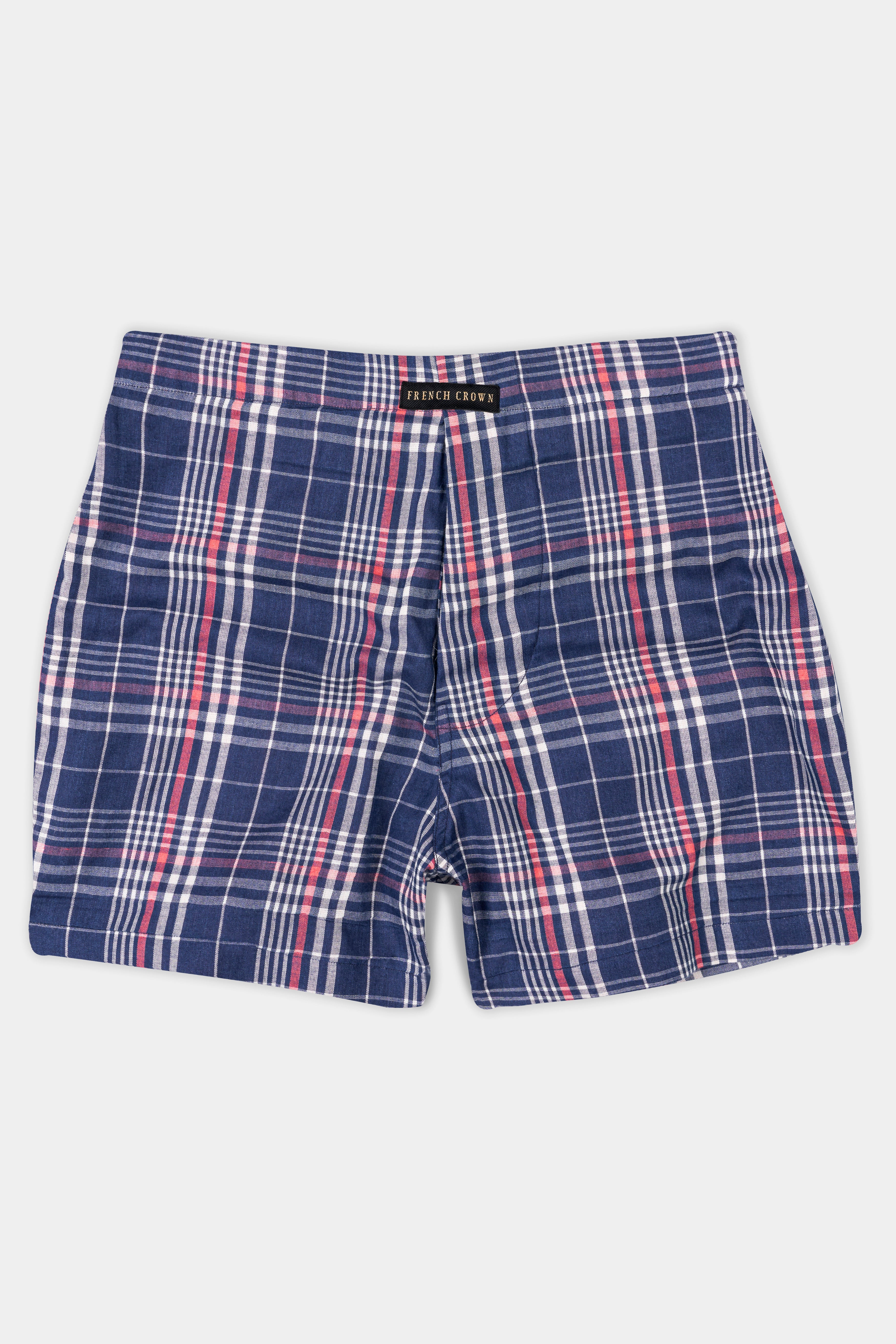 Admiral Blue And Rouge Pink Checkered Premium Cotton Boxer BX542-28, BX542-30, BX542-32, BX542-34, BX542-36, BX542-38, BX542-40, BX542-42, BX542-44