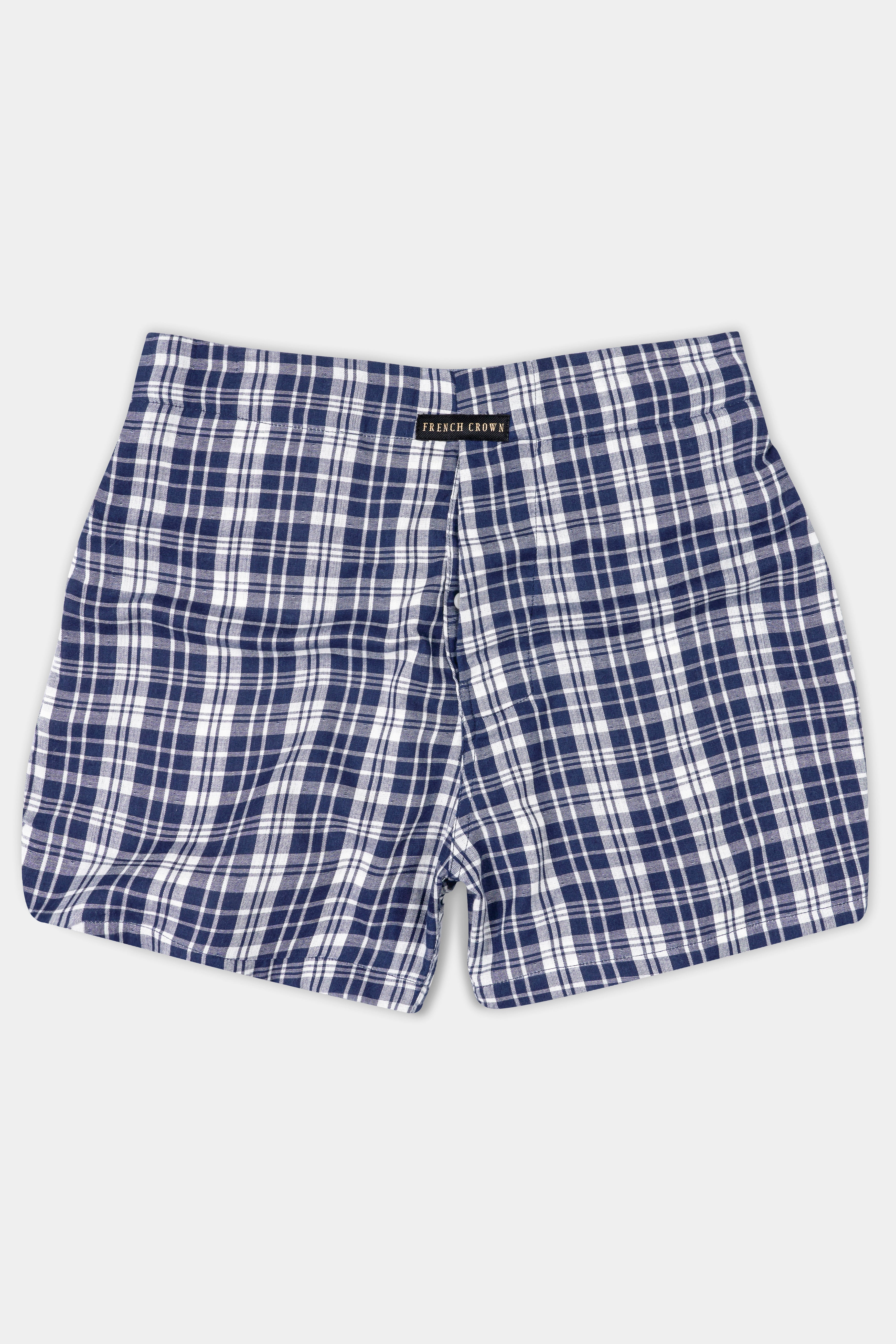 Bright White With Mirage Blue Checkered Premium Cotton Boxer BX548-28, BX548-30, BX548-32, BX548-34, BX548-36, BX548-38, BX548-40, BX548-42, BX548-44