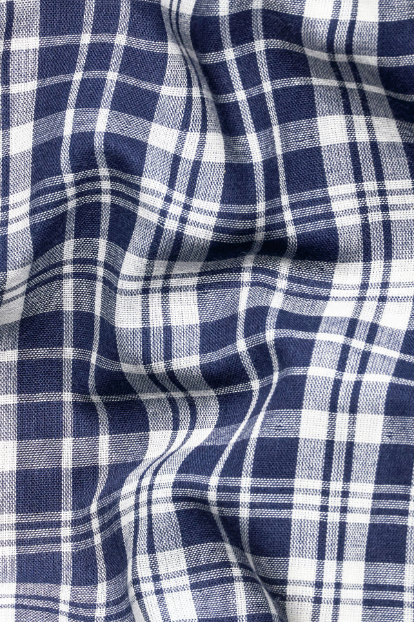 Bright White With Mirage Blue Checkered Poplin Premium Cotton Boxer