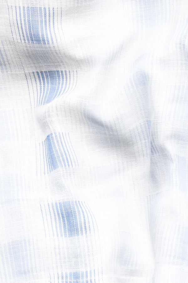 Bright White And Tealish Blue Dobby Textured Premium Giza Cotton Boxer