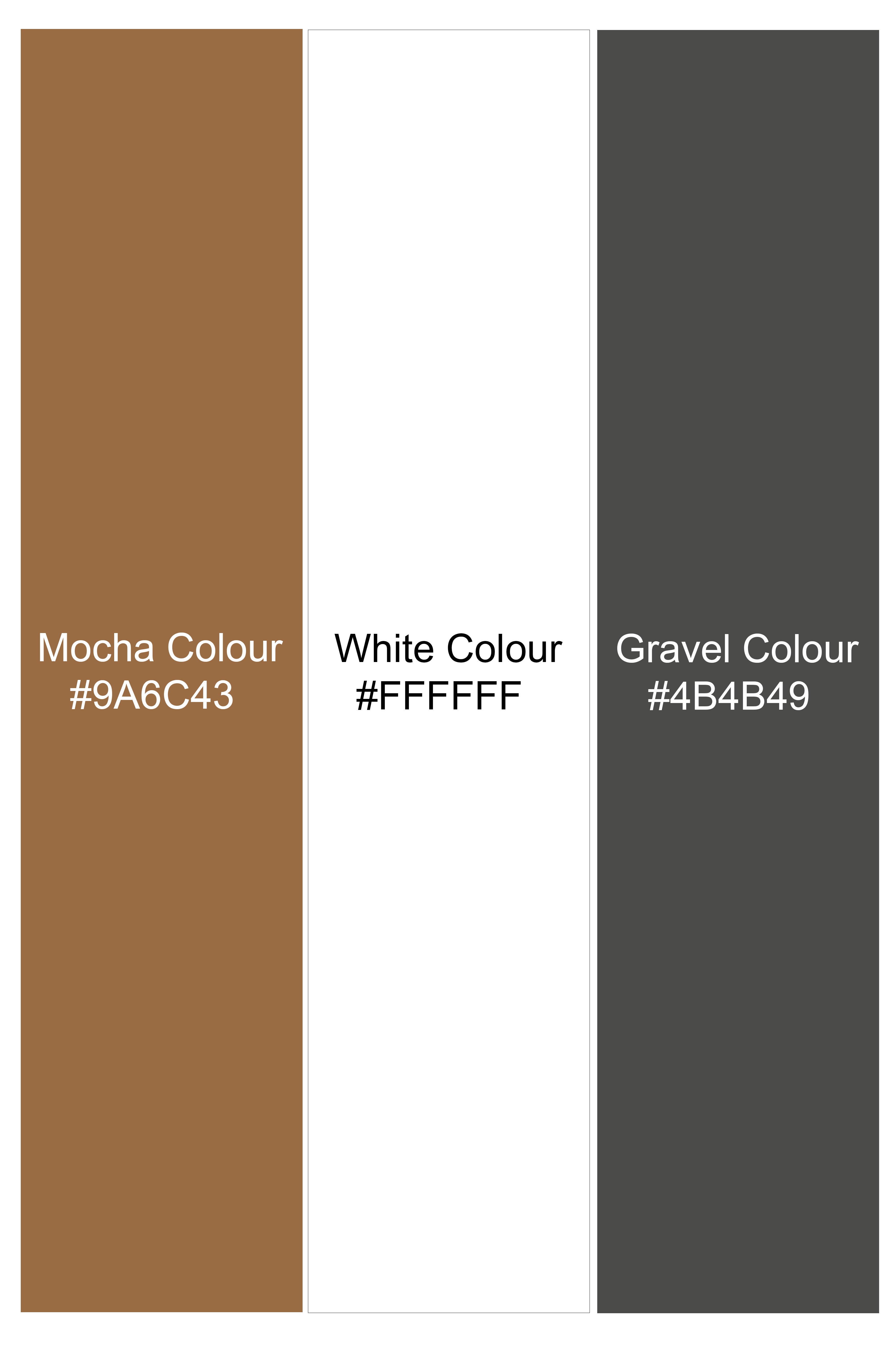 Mocha Brown With White Printed Premium Cotton Boxer BX552-28, BX552-30, BX552-32, BX552-34, BX552-36, BX552-38, BX552-40, BX552-42, BX552-44