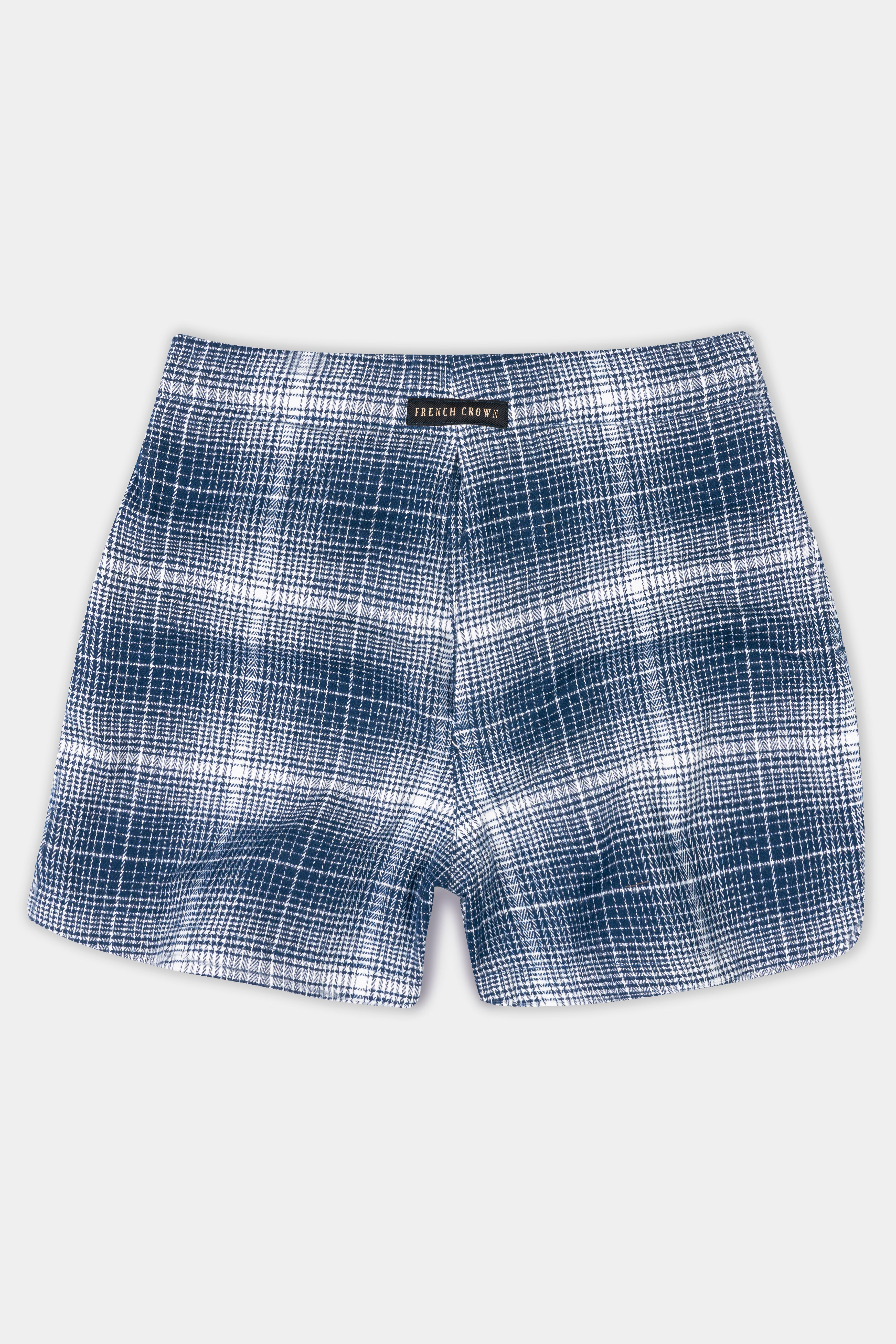 Rhino Blue With White Checkered Flannel Premium Cotton Boxer BX562-28, BX562-30, BX562-32, BX562-34, BX562-36, BX562-38, BX562-40, BX562-42, BX562-44