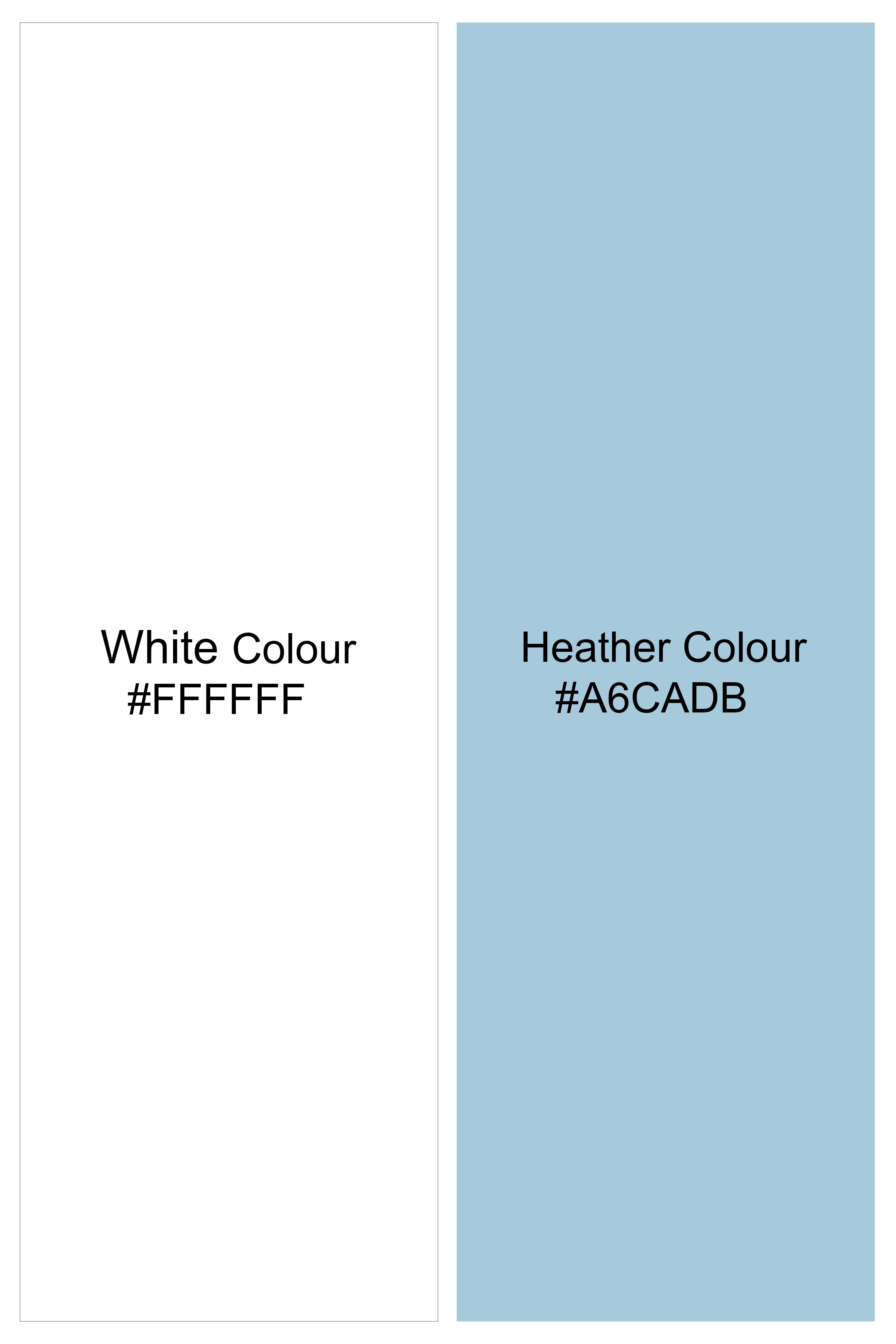 Bright White and Heather Blue Dobby Textured Premium Giza Cotton Boxer