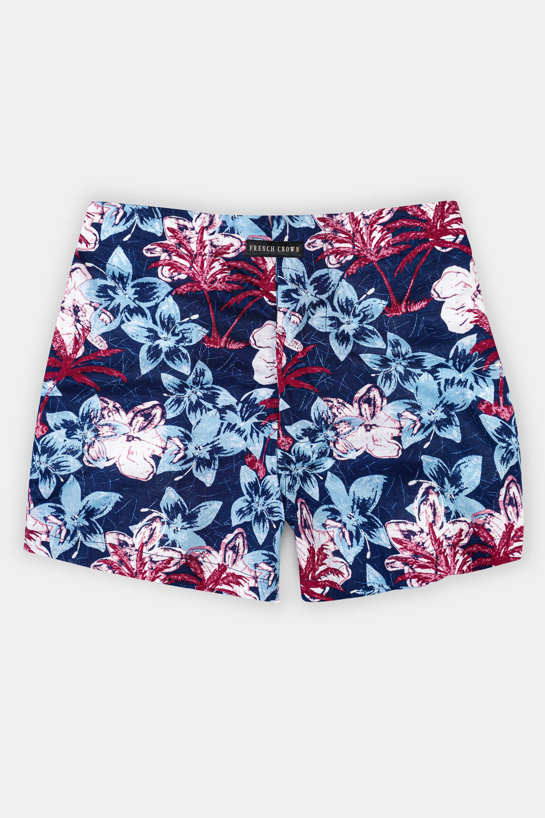 Midnight Blue and Carolina Blue Multicolour Floral Printed Luxurious Linen Boxer
