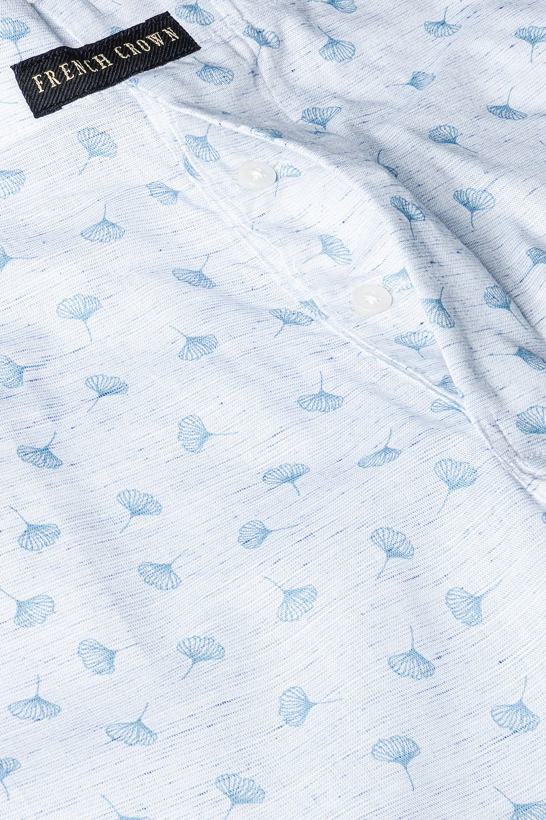 Bright White and Glacier Blue Floral Printed Chambray Boxer