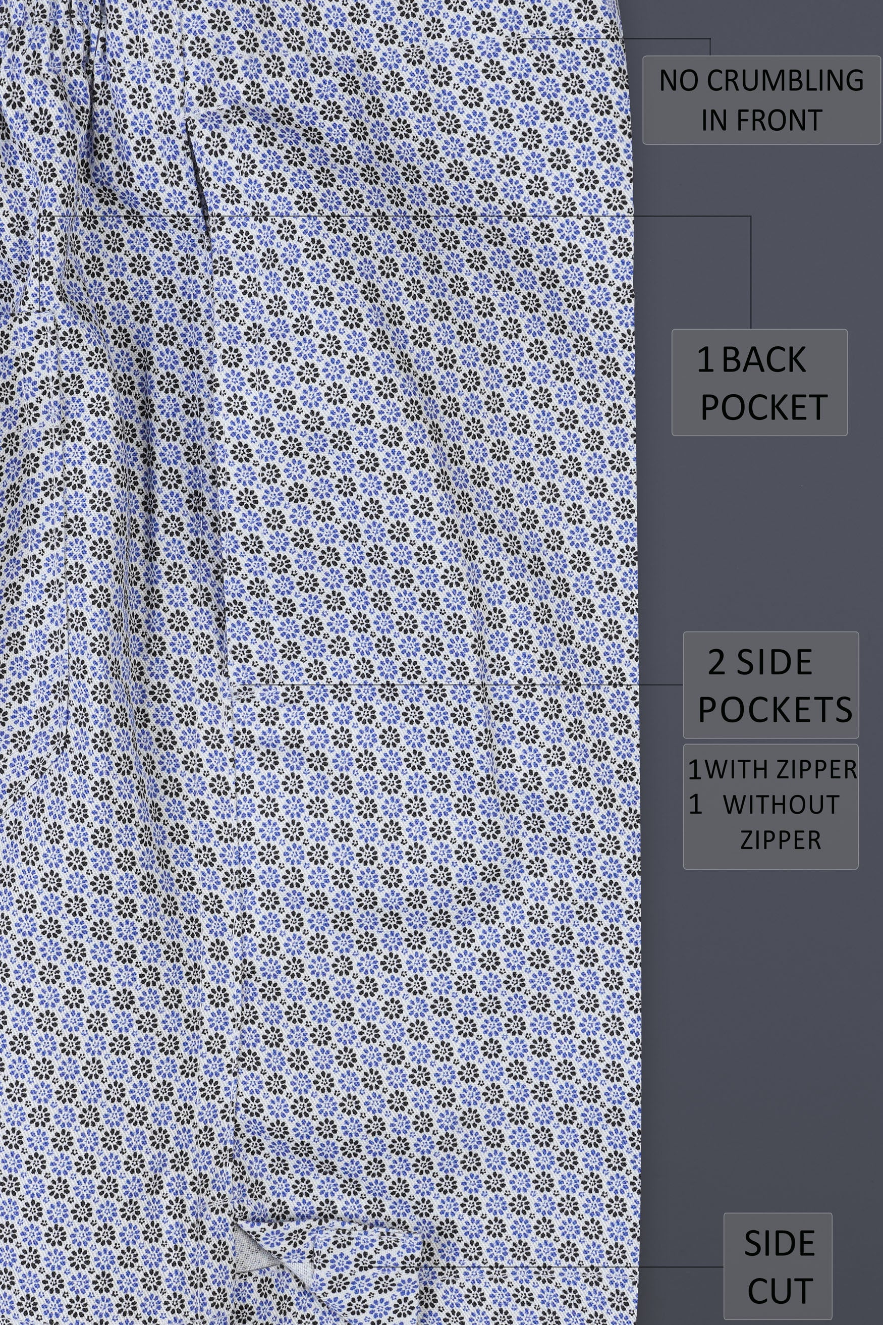 Deluge Blue and White Ditsy Printed Royal Oxford Boxer