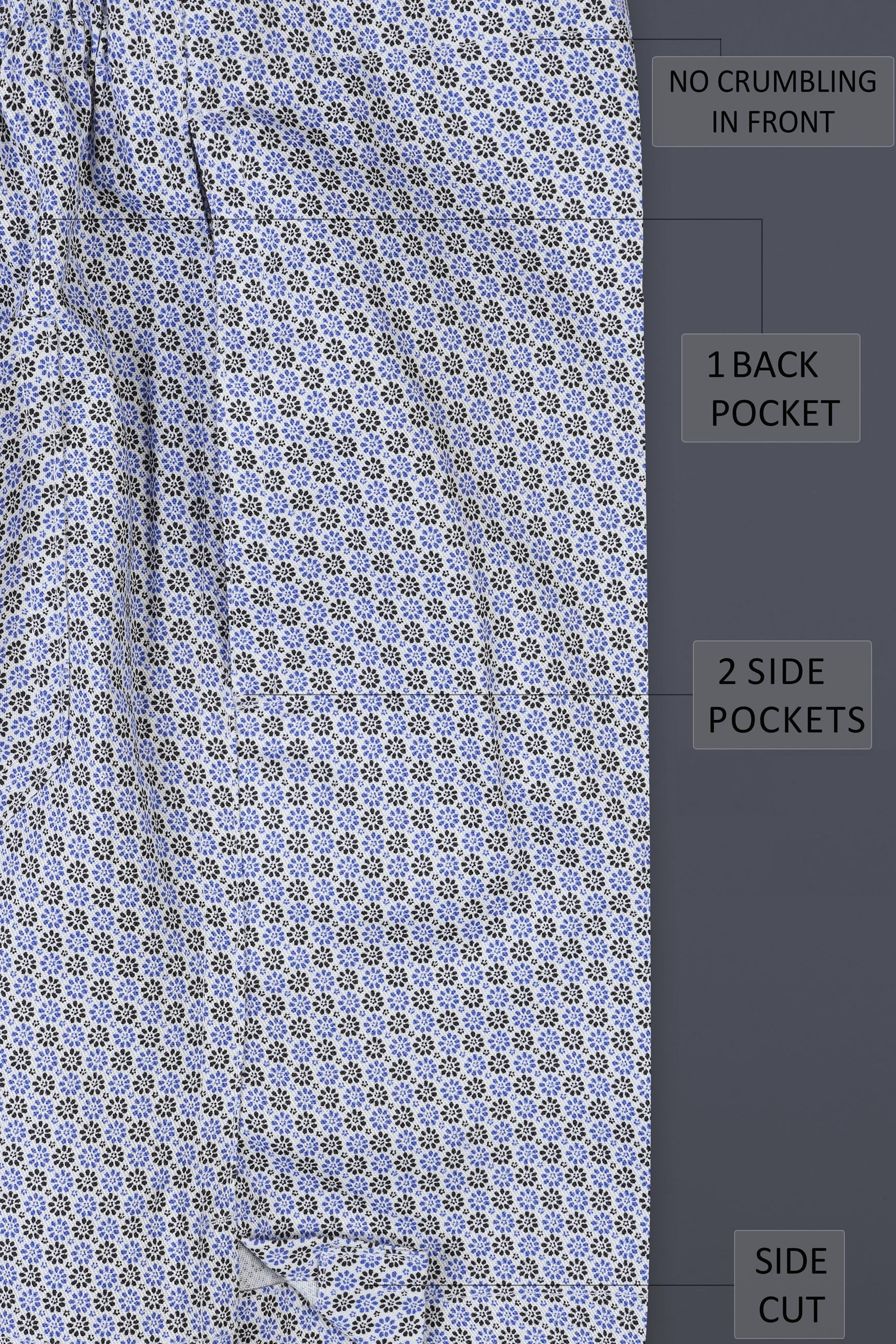 Deluge Blue and White Ditsy Printed Royal Oxford Boxer