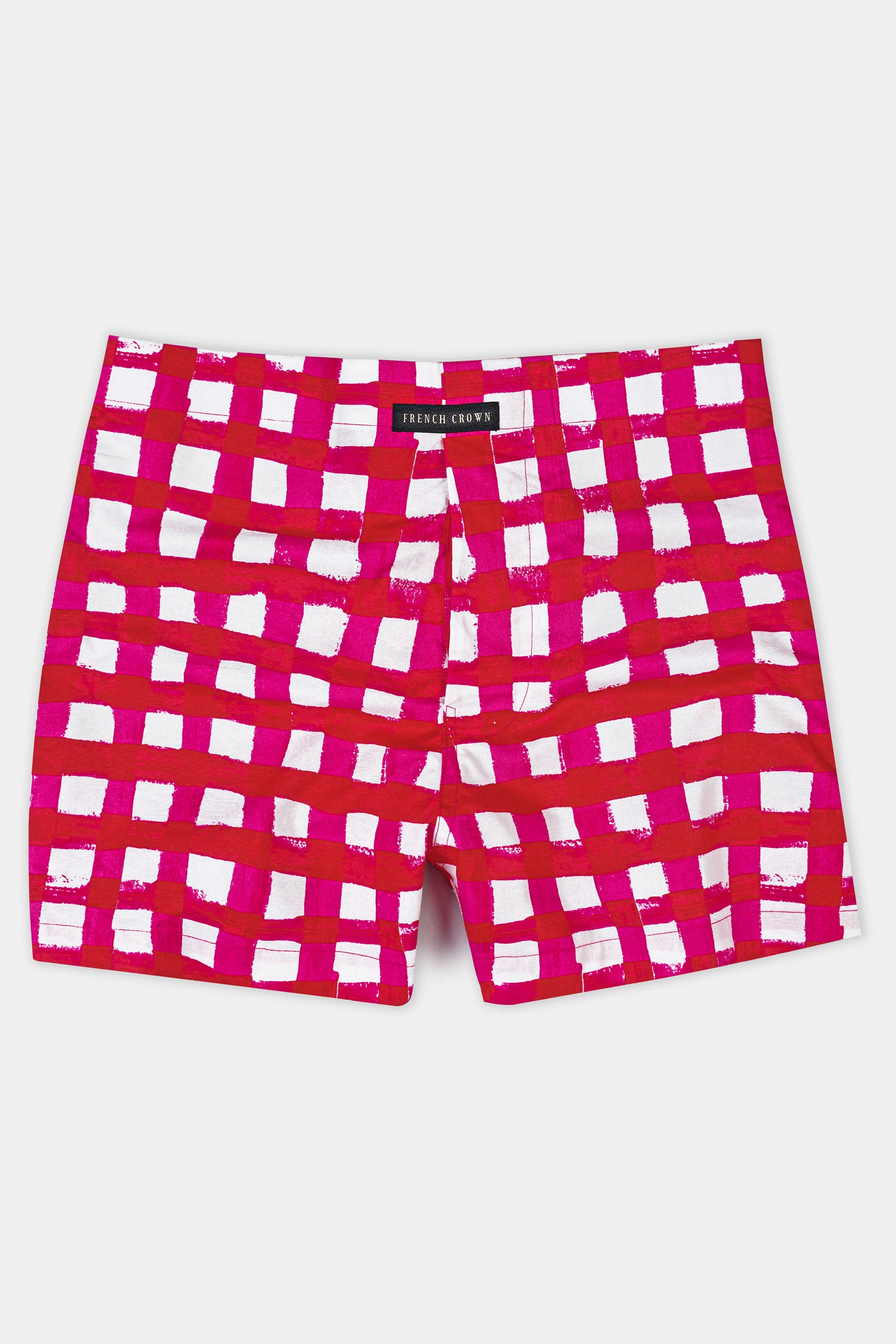 Cardinal Red and White Checked Premium Cotton Boxer