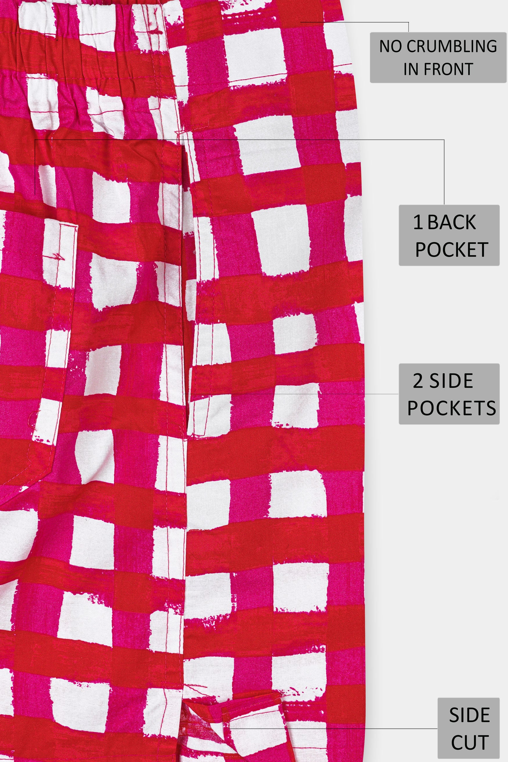 Cardinal Red and White Checked Premium Cotton Boxer