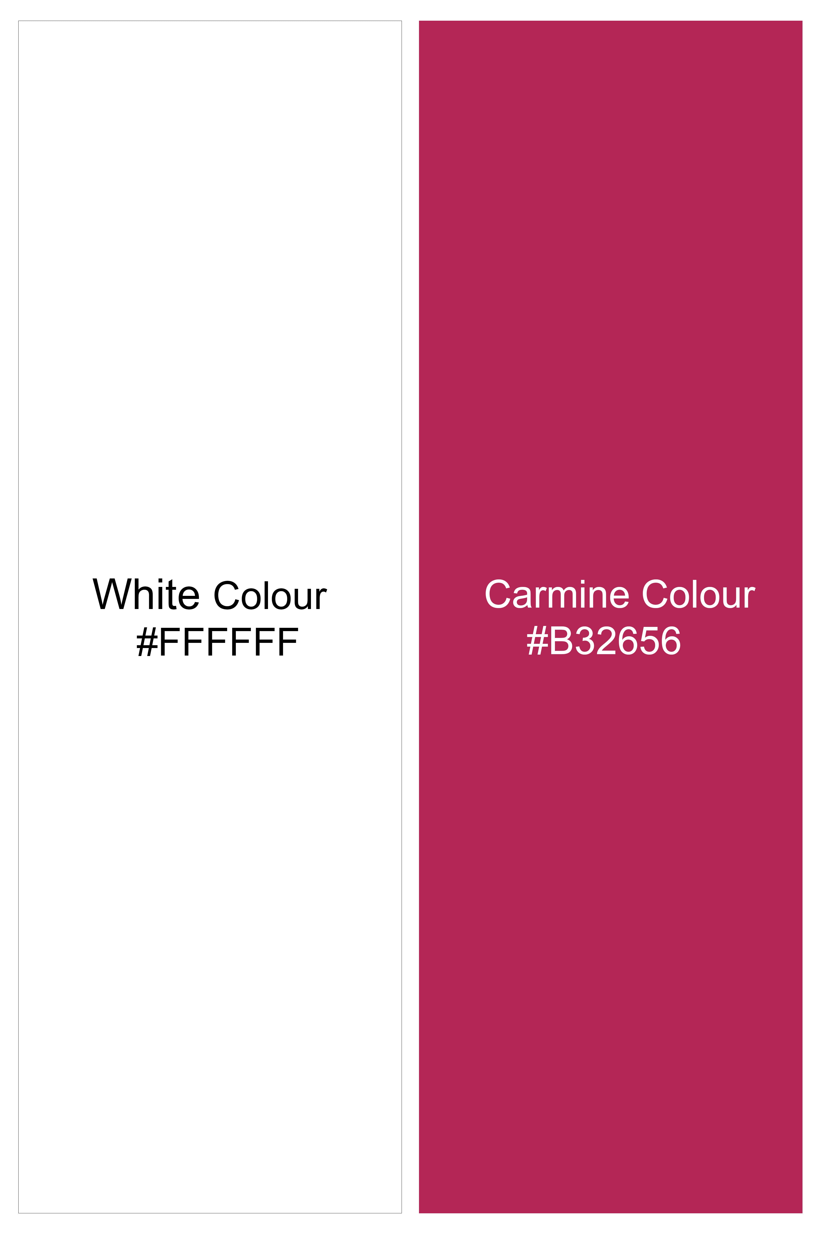 Bright White and Carmine Pink Ditsy Printed Dobby Textured Premium Giza Boxer