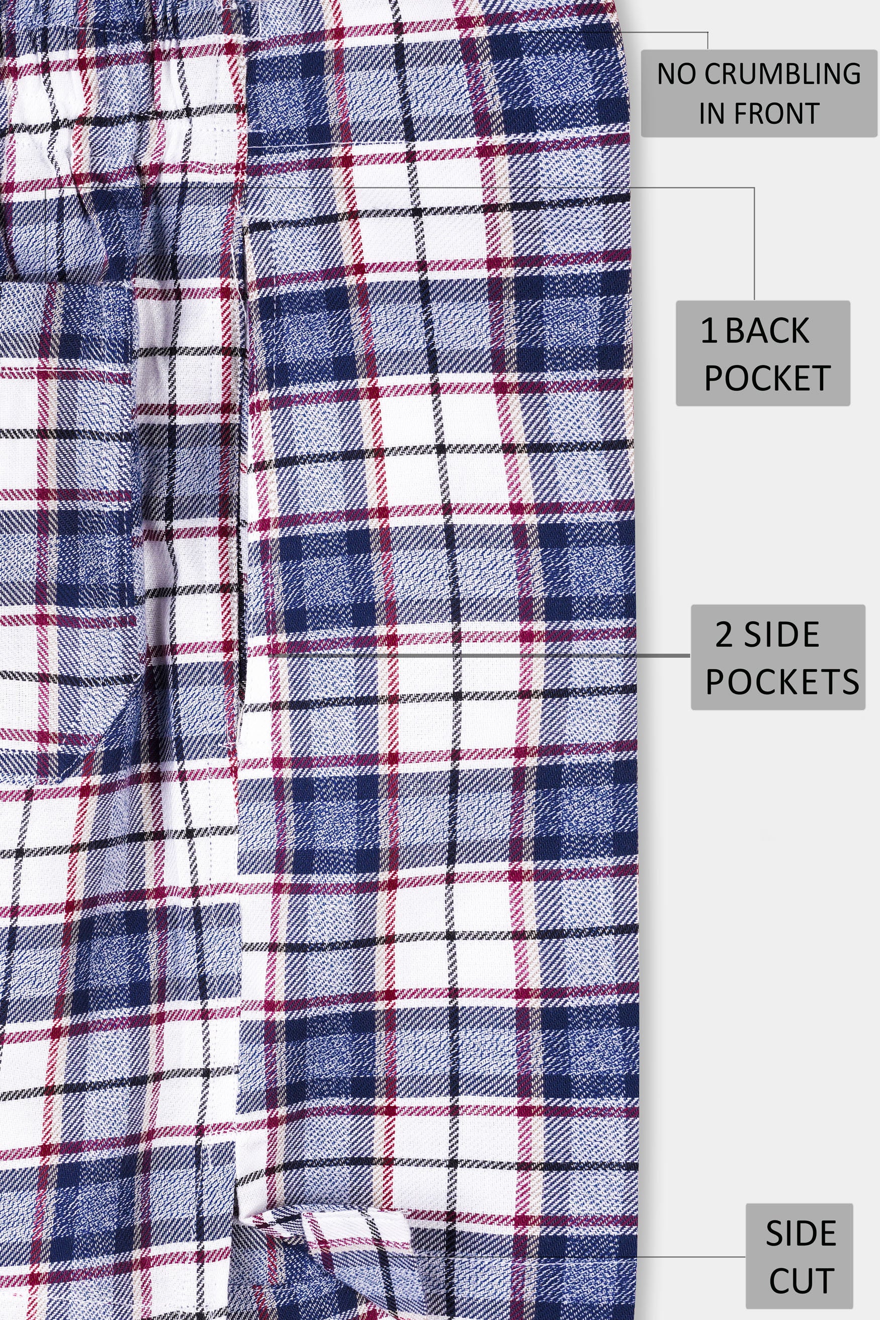 Cloud Burst Blue and White Twill Plaid Premium Cotton Boxer