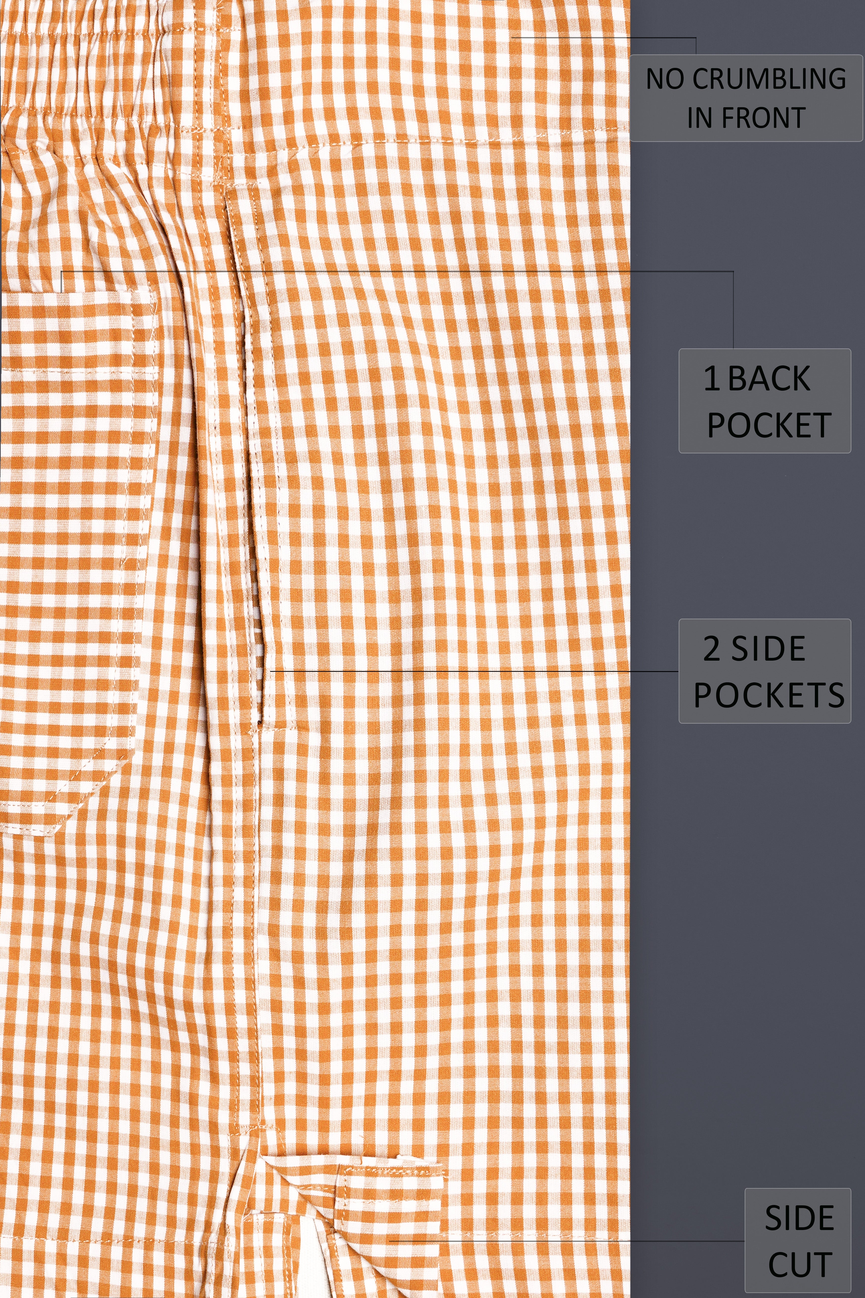 Persian Orange and white Plaid Poplin Premium Cotton Boxer