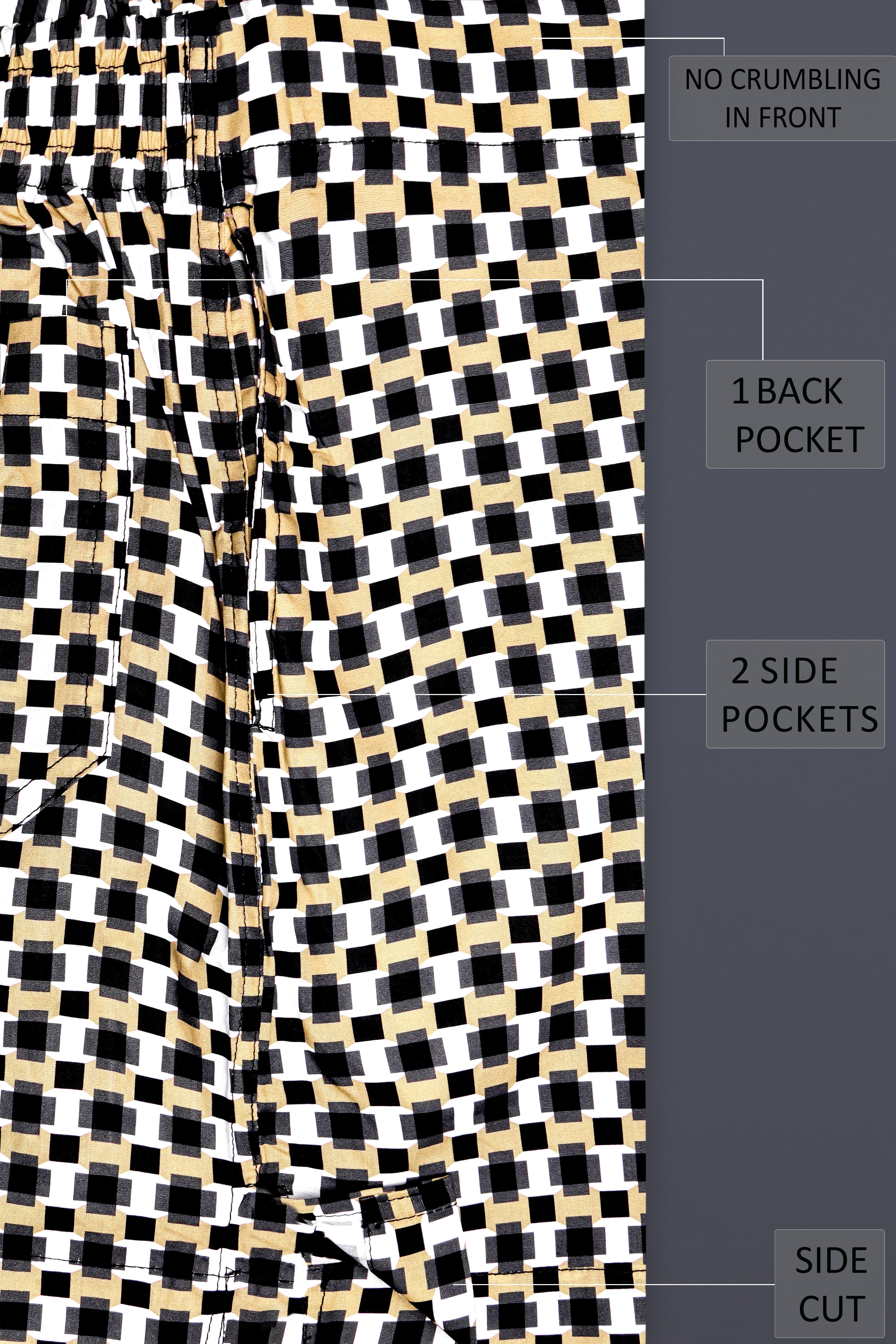 Apache Cream and Black Printed Jacquard Cotton Boxer