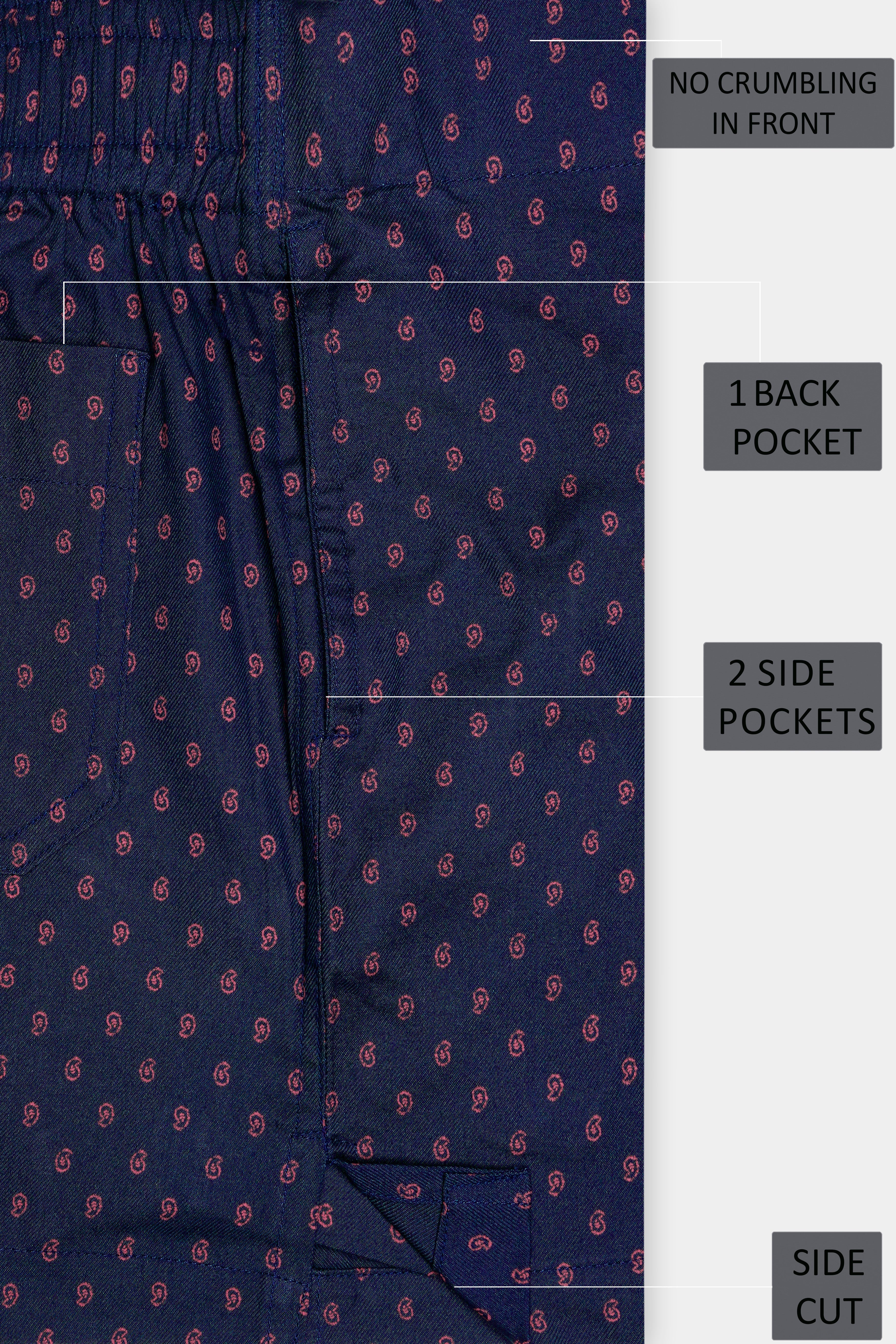 Dark Blue and Bush Red Printed Poplin Cotton Boxer
