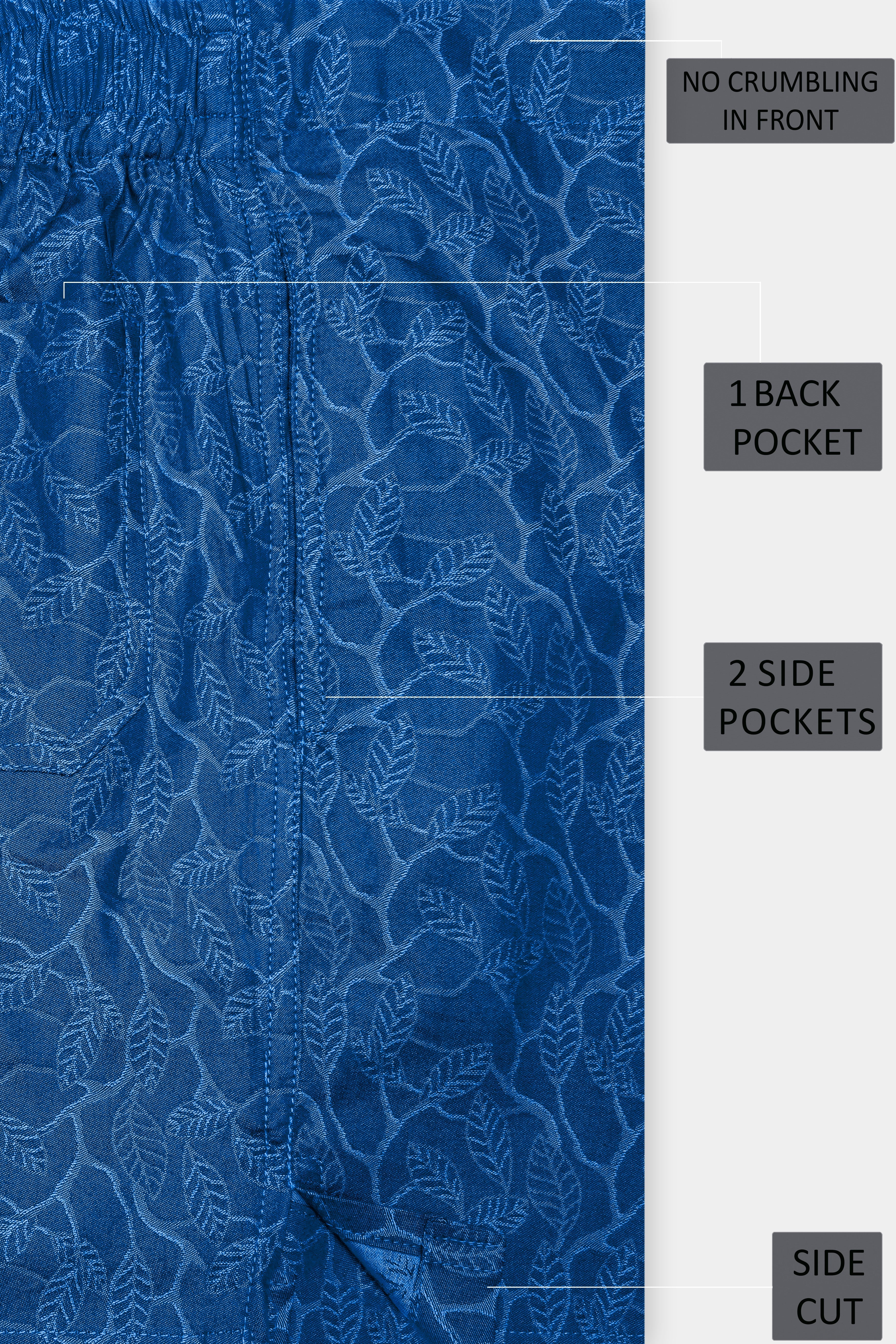Marine Blue Floral Printed Jacquard Premium Cotton Boxer