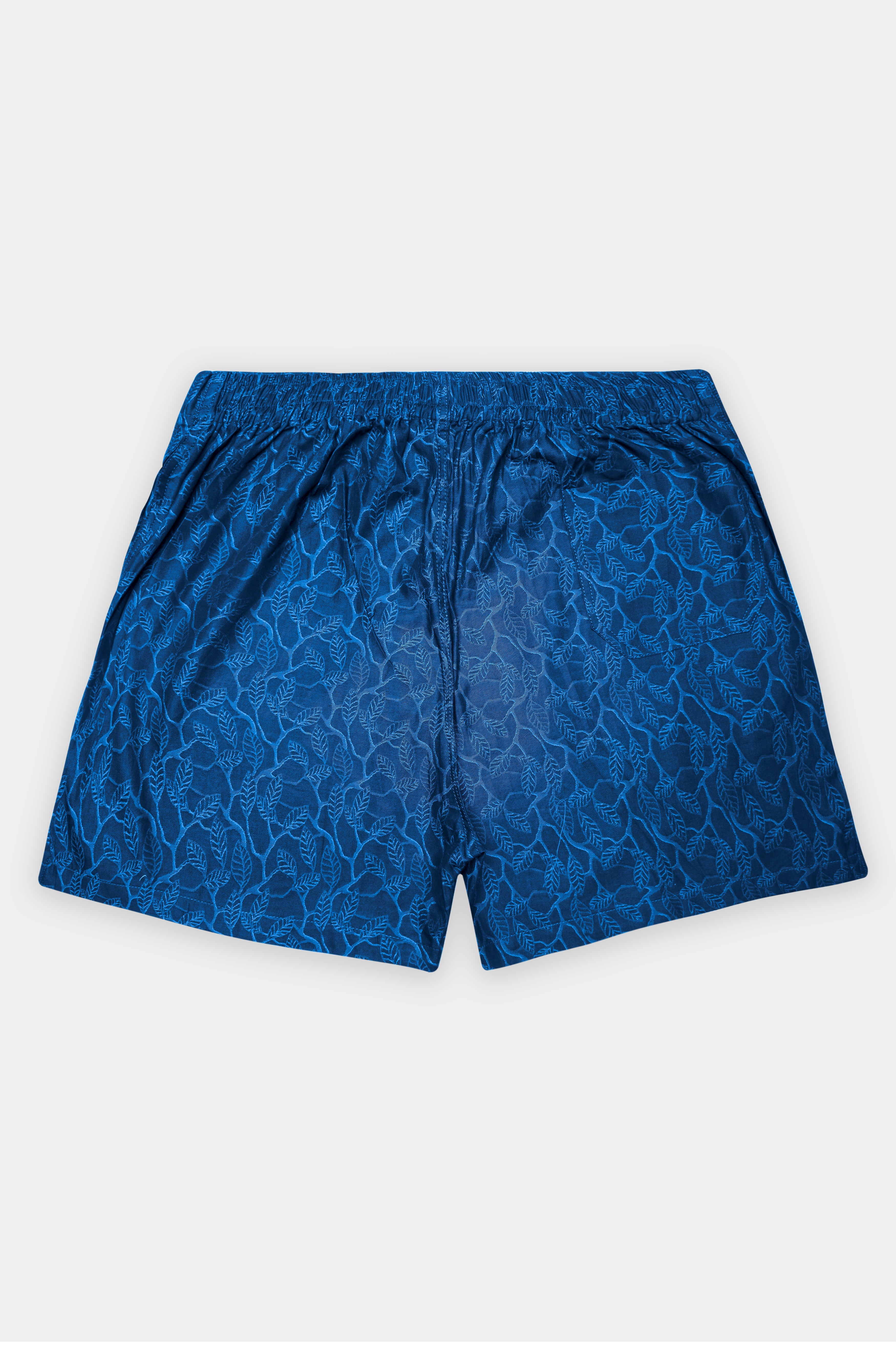 Marine Blue Floral Printed Jacquard Premium Cotton Boxer