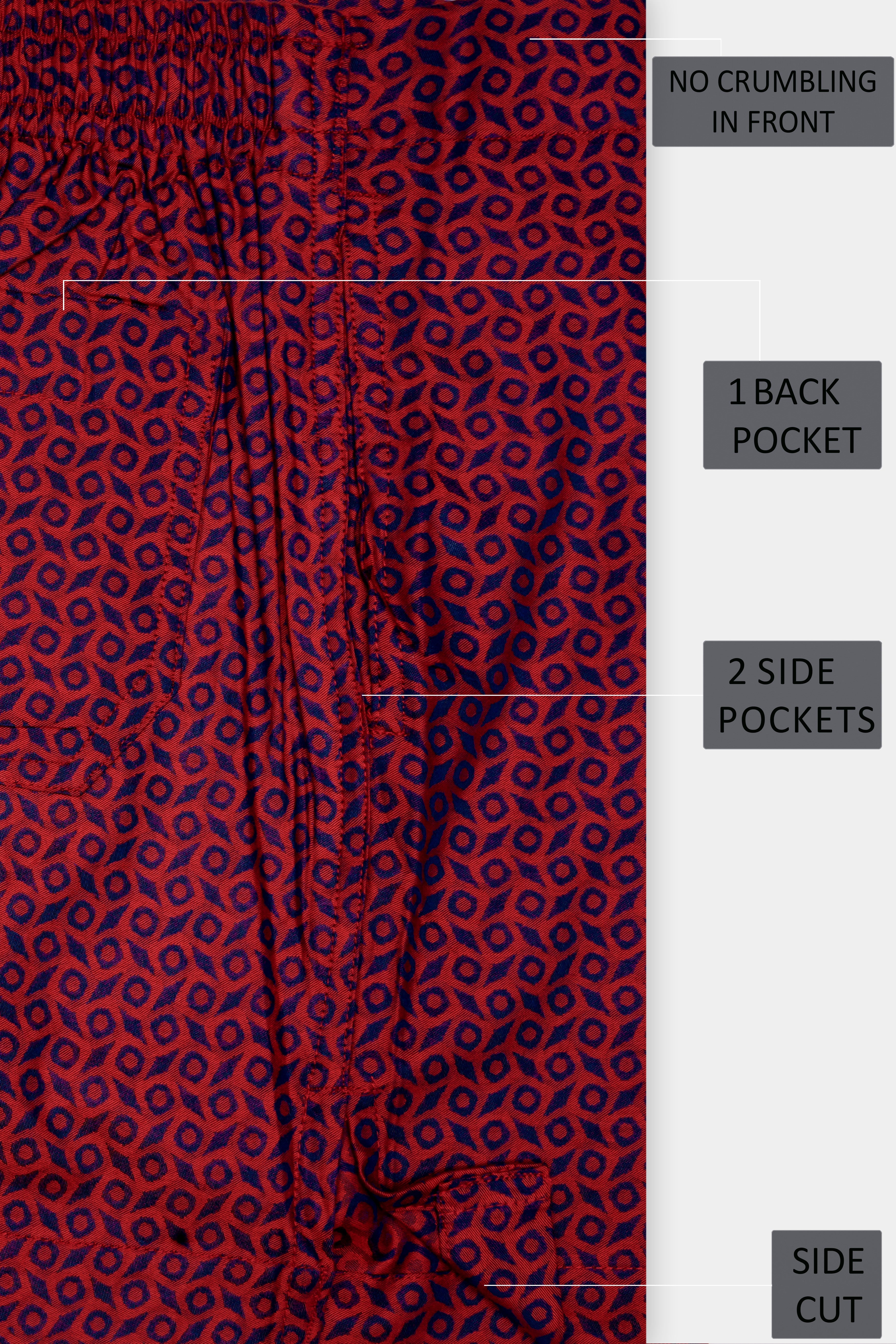 Merlot Red Printed Jacquard Premium Cotton Boxer