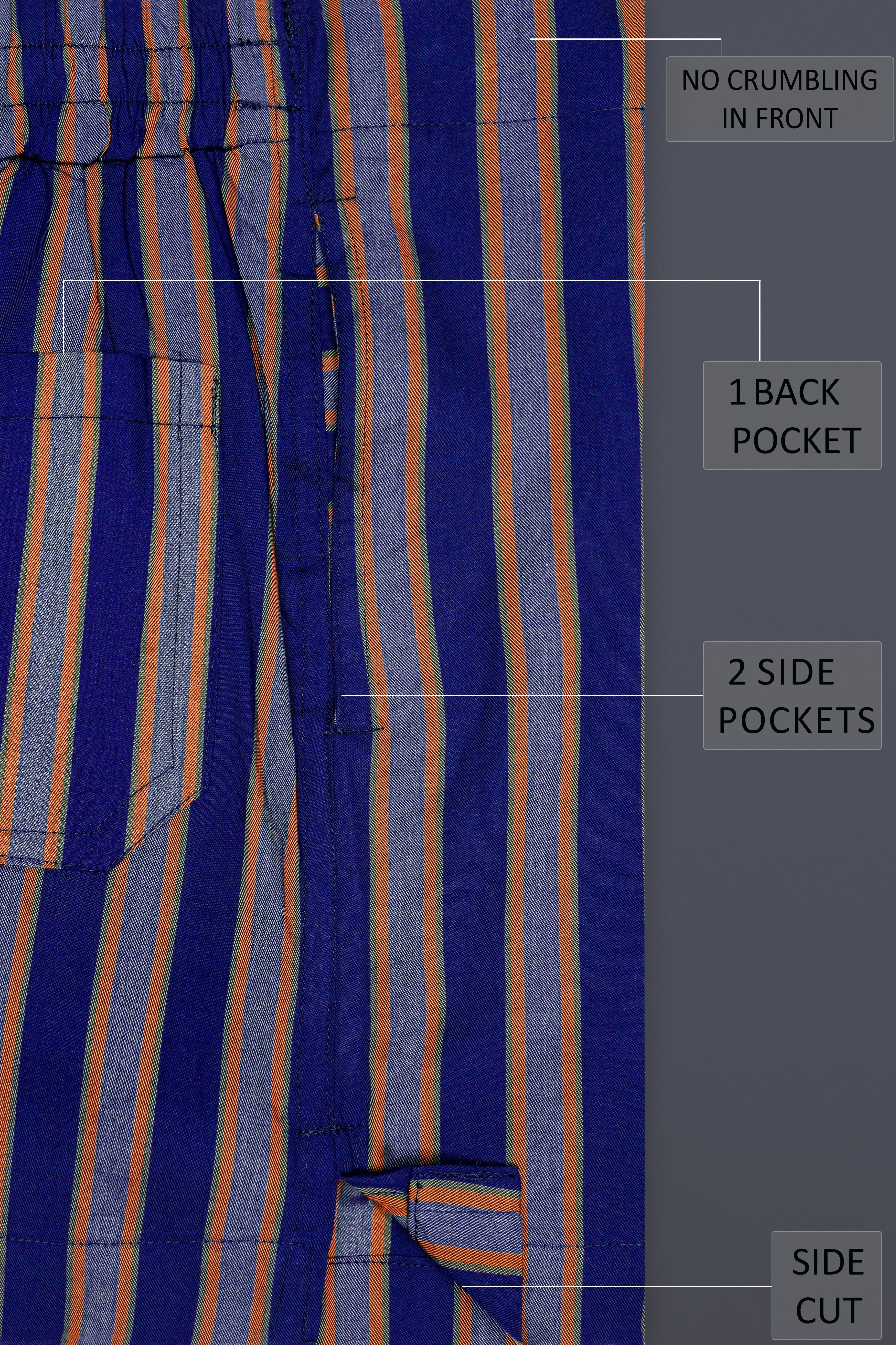 Gulf Blue And Carbon Gray Stripes Twill Premium Giza Cotton Boxer