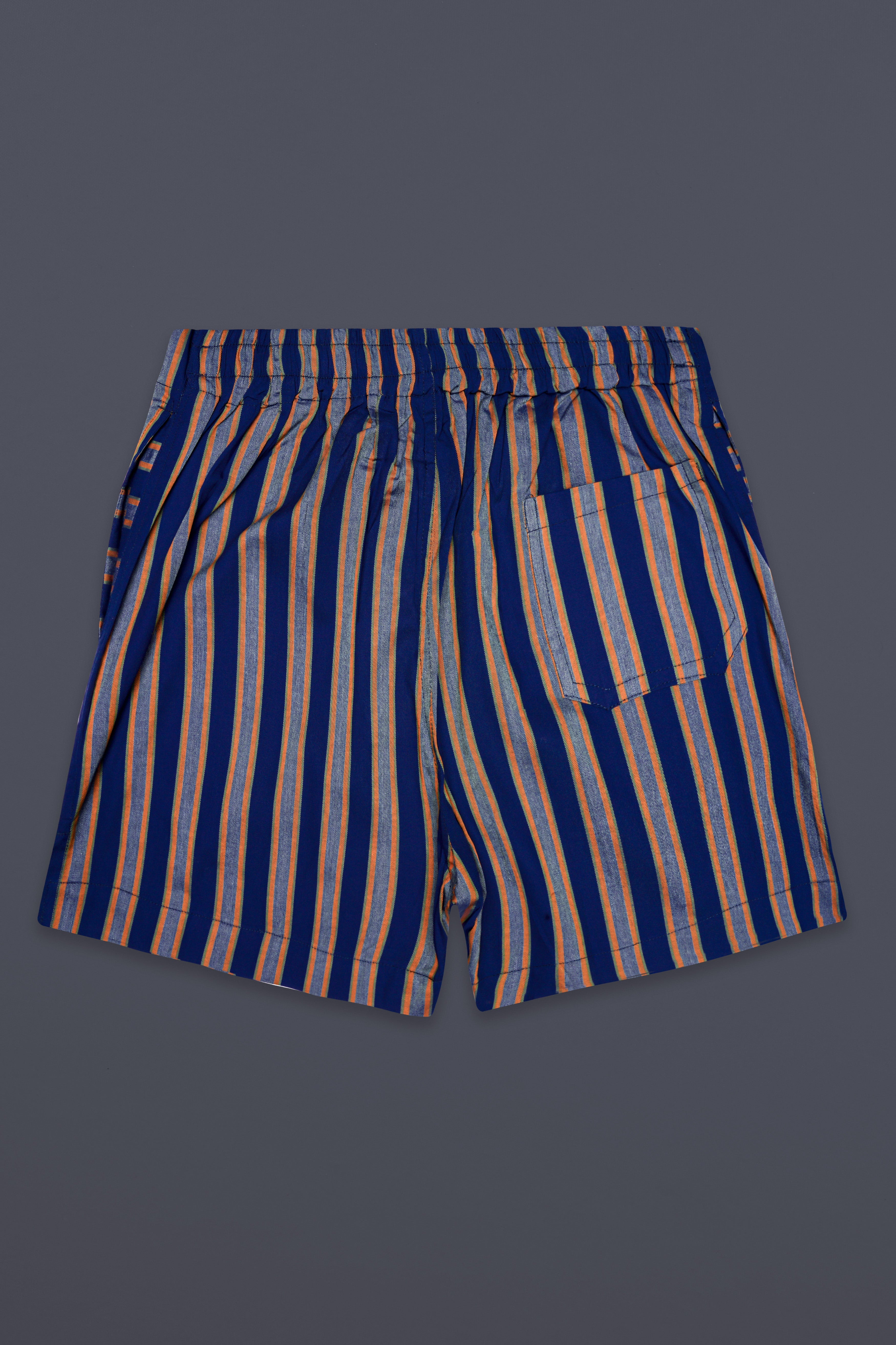 Gulf Blue And Carbon Gray Stripes Twill Premium Giza Cotton Boxer