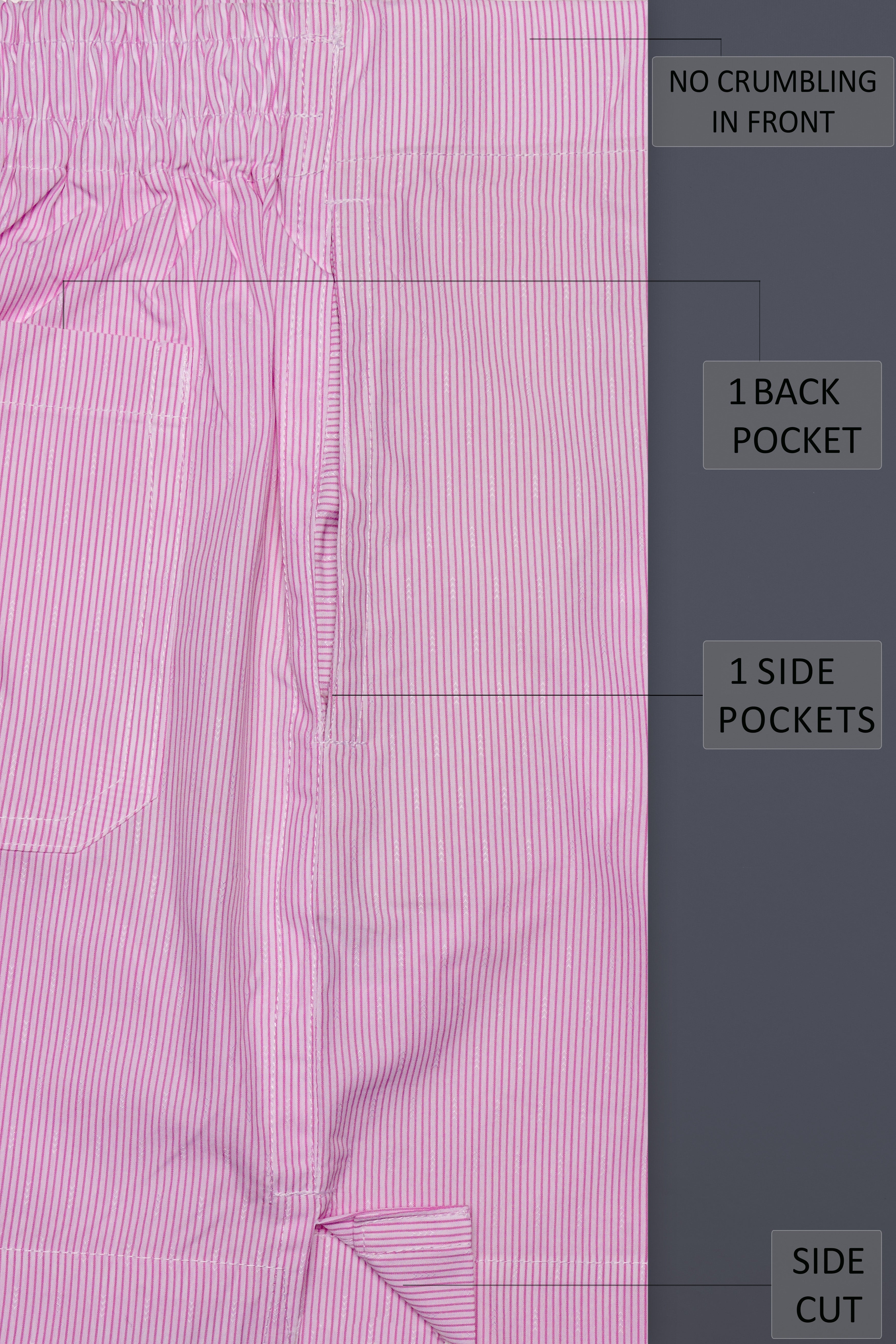 Flamingo-Melanie Pink Striped Poplin Premium Cotton Boxer