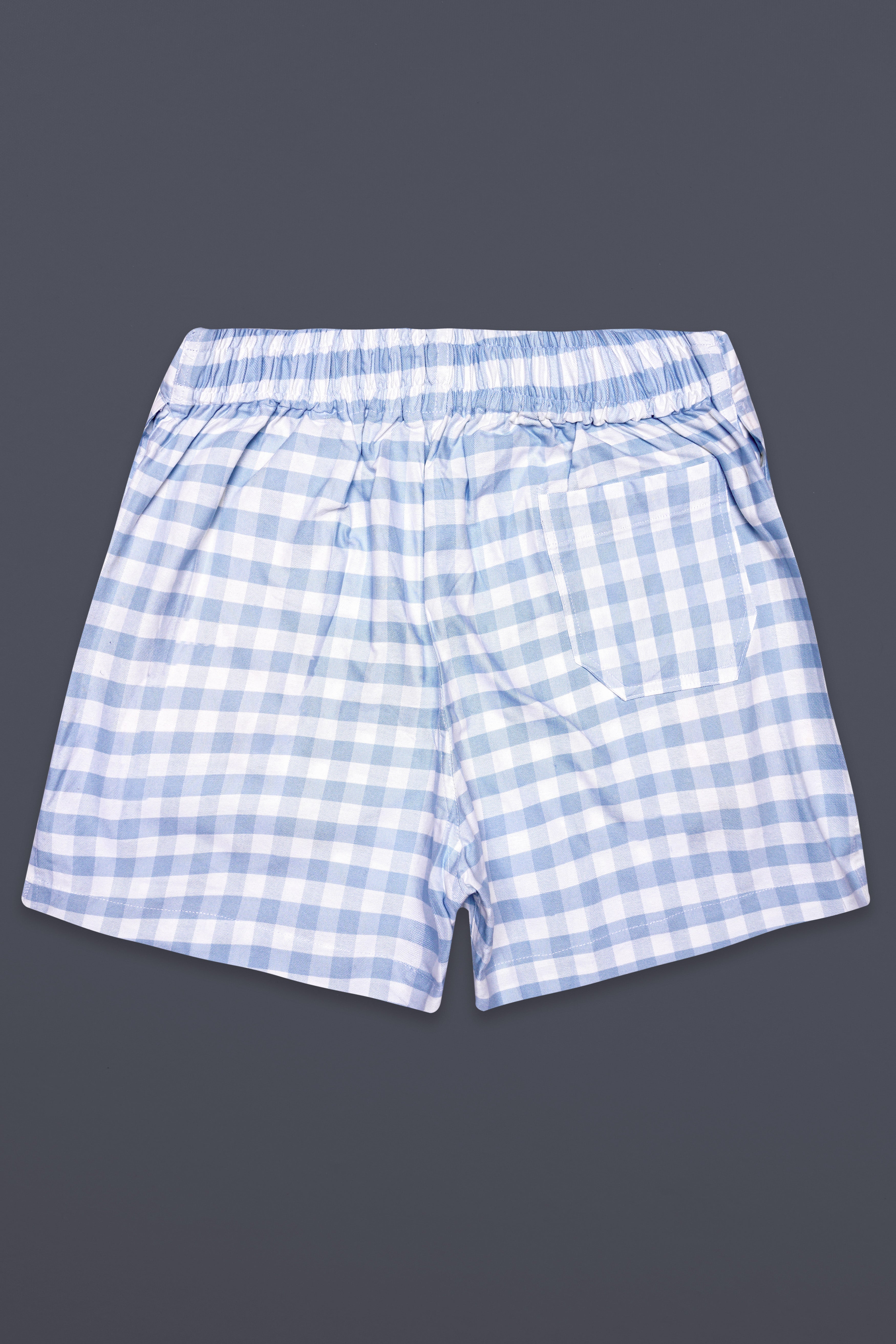Azure Grid-Spindle Blue And Bright White Plaid Oxford Premium Cotton Boxer