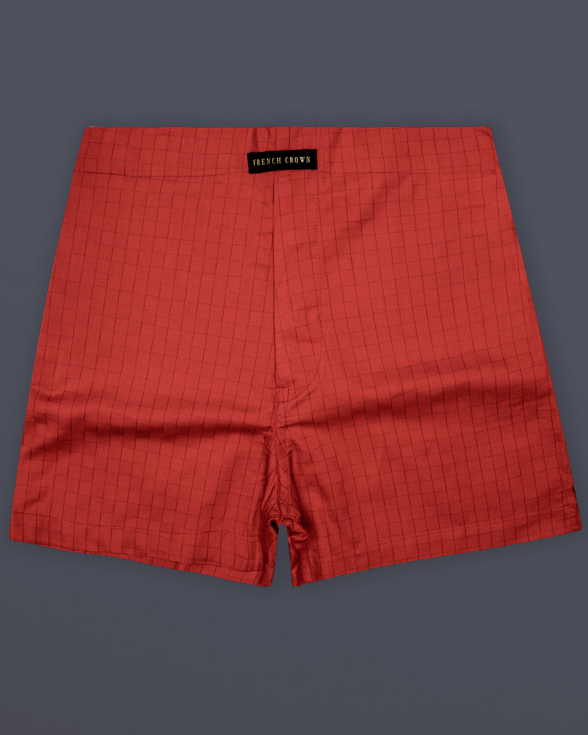 Vintage-Persian Red Checks Plaid Cotton Boxer For Man