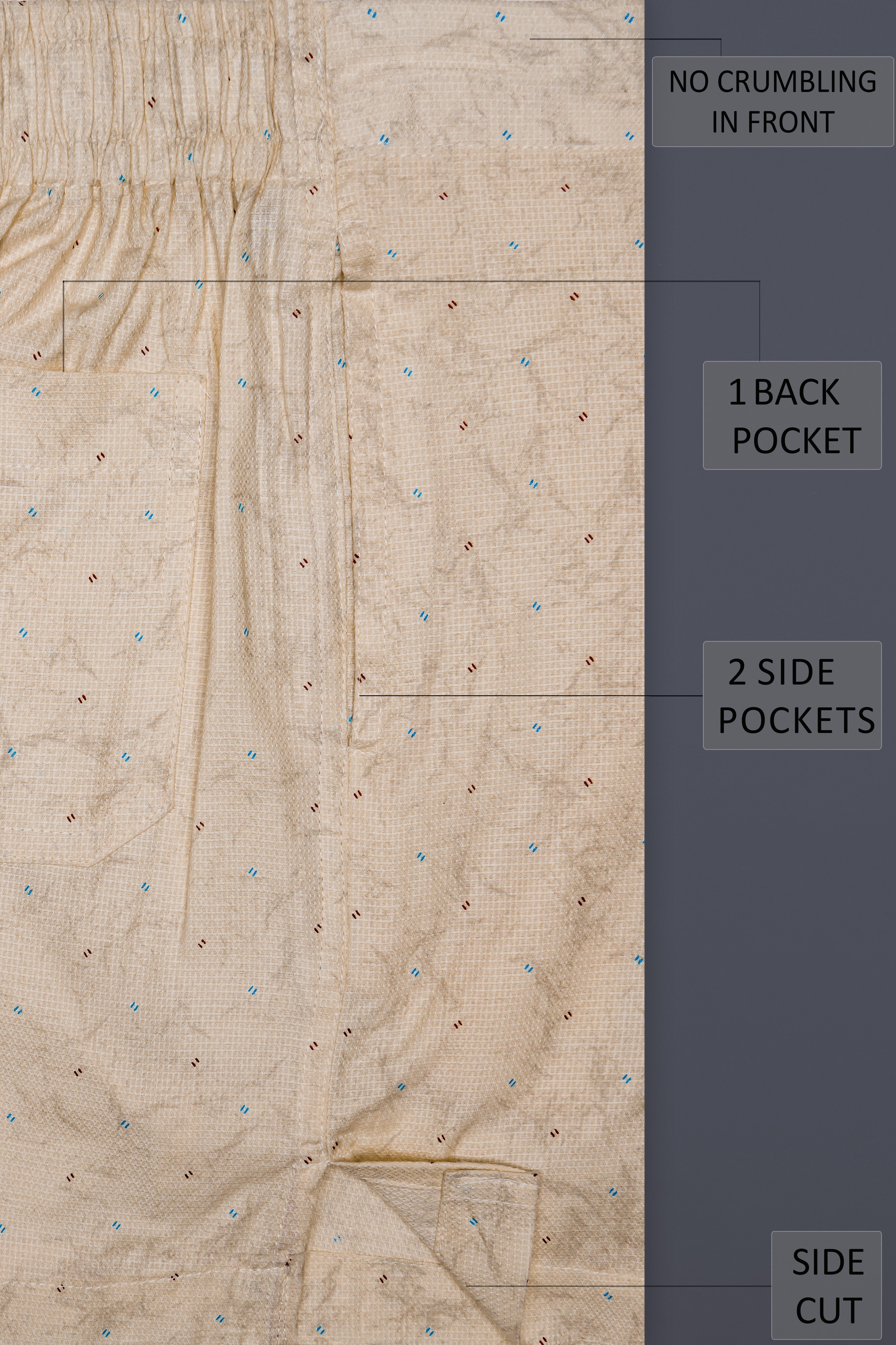 Mellow-Vanilla Cream Printed Dobby Textured Premium Giza Cotton Boxer