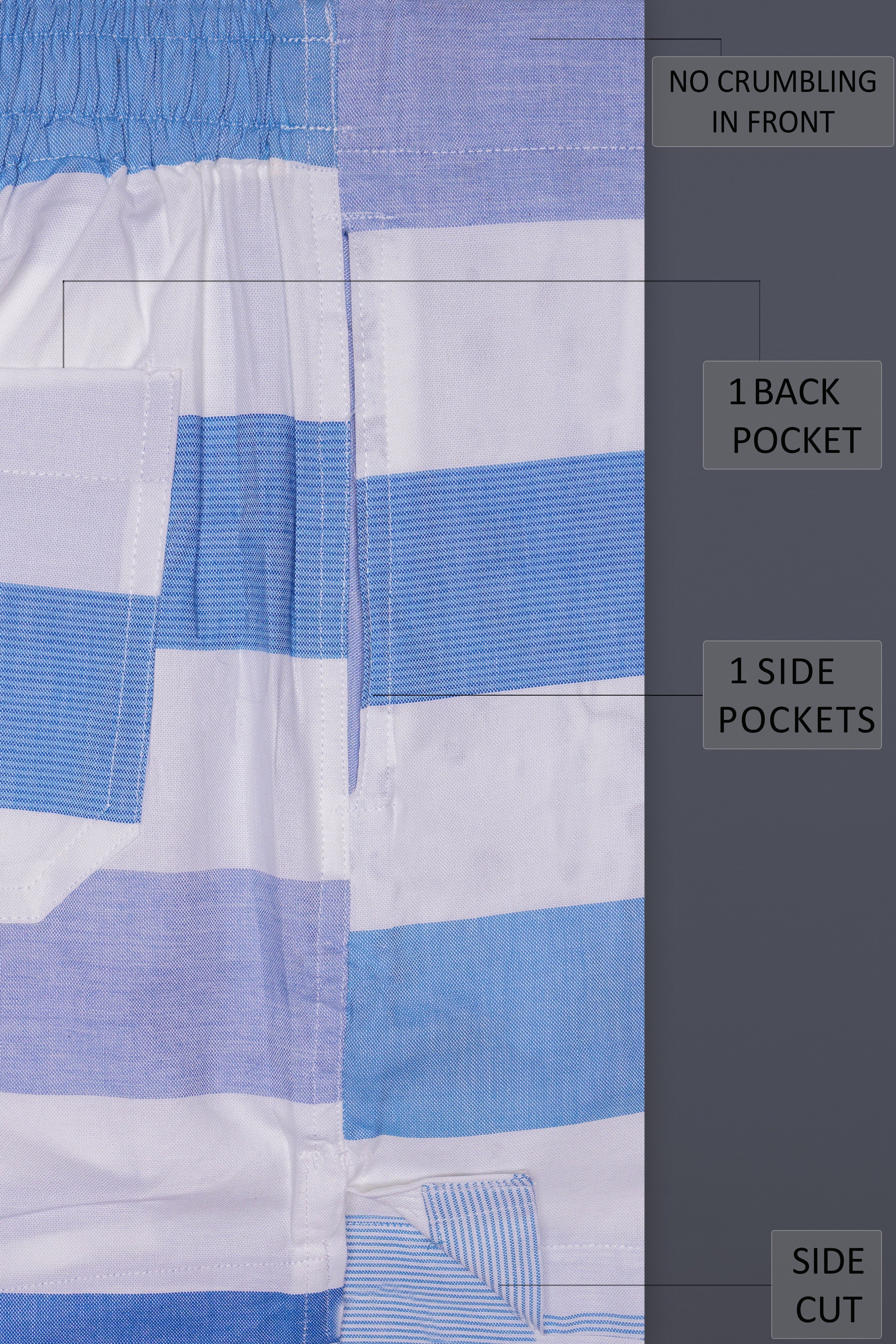 Coastal-Portage Blue And Bright White Striped Oxford Premium Cotton Boxer