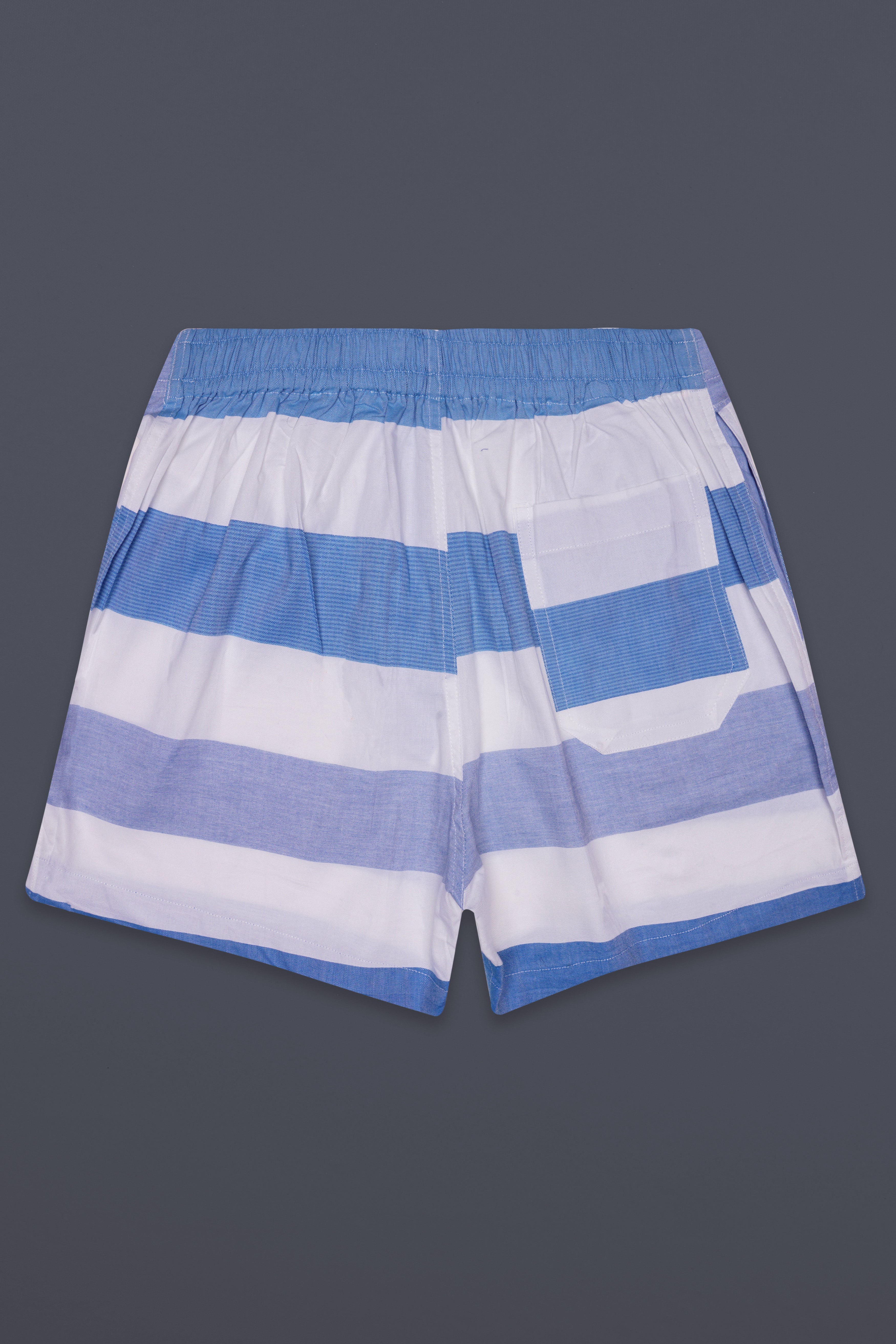Coastal-Portage Blue And Bright White Striped Oxford Premium Cotton Boxer