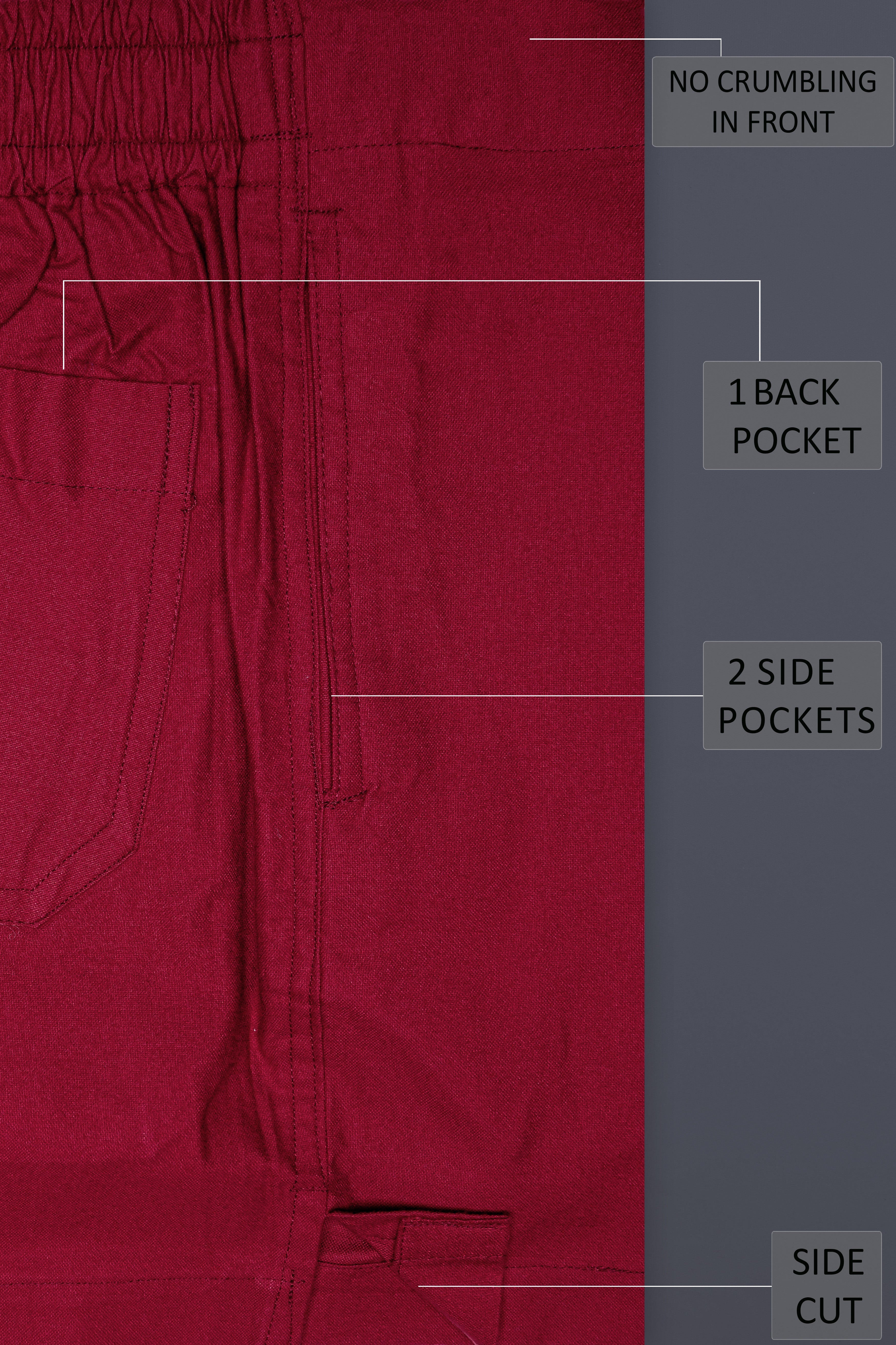 Vintage-Merlot Red Solid Flannel Premium Cotton Boxer