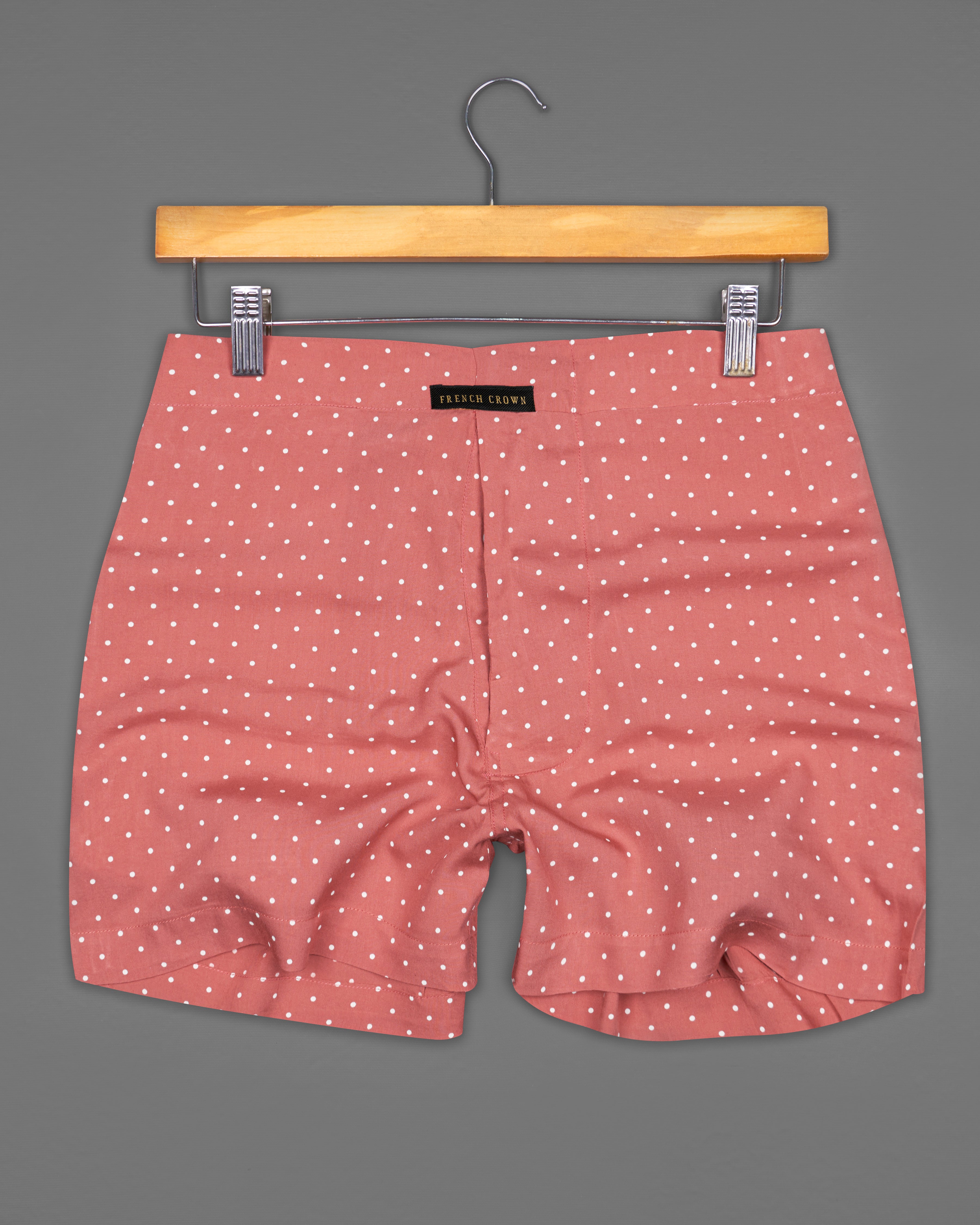 Burning Peach Polka Dotted Premium Tencel And Venetian Red with Boysenberry Pink Windowpane Twill Premium Cotton Boxers BX505-BX436-28, BX505-BX436-30, BX505-BX436-32, BX505-BX436-34, BX505-BX436-36, BX505-BX436-38, BX505-BX436-40, BX505-BX436-42, BX505-BX436-44