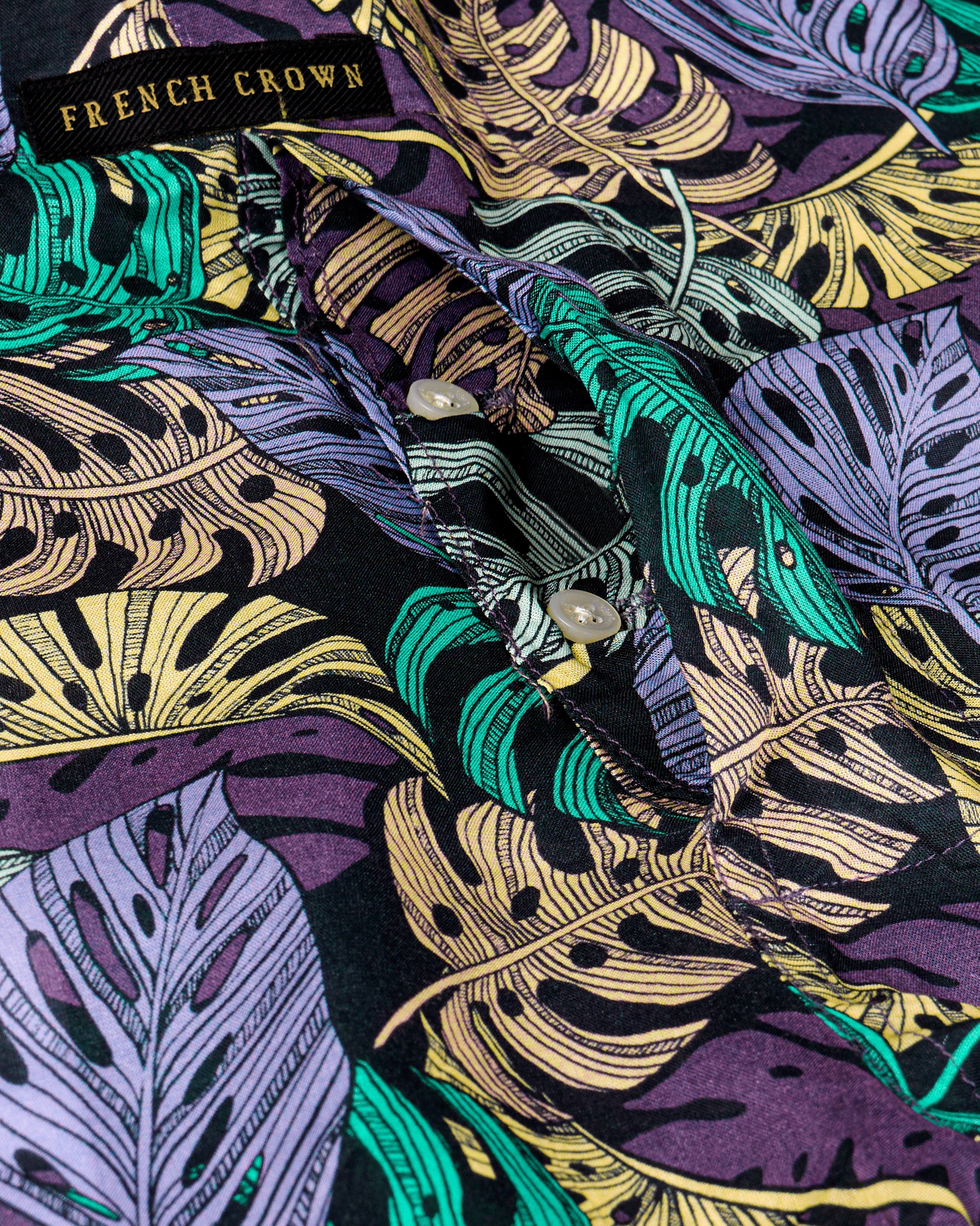 Twilight Purple with Puerto Green Multicolour Leaves Printed Premium Cotton Boxer