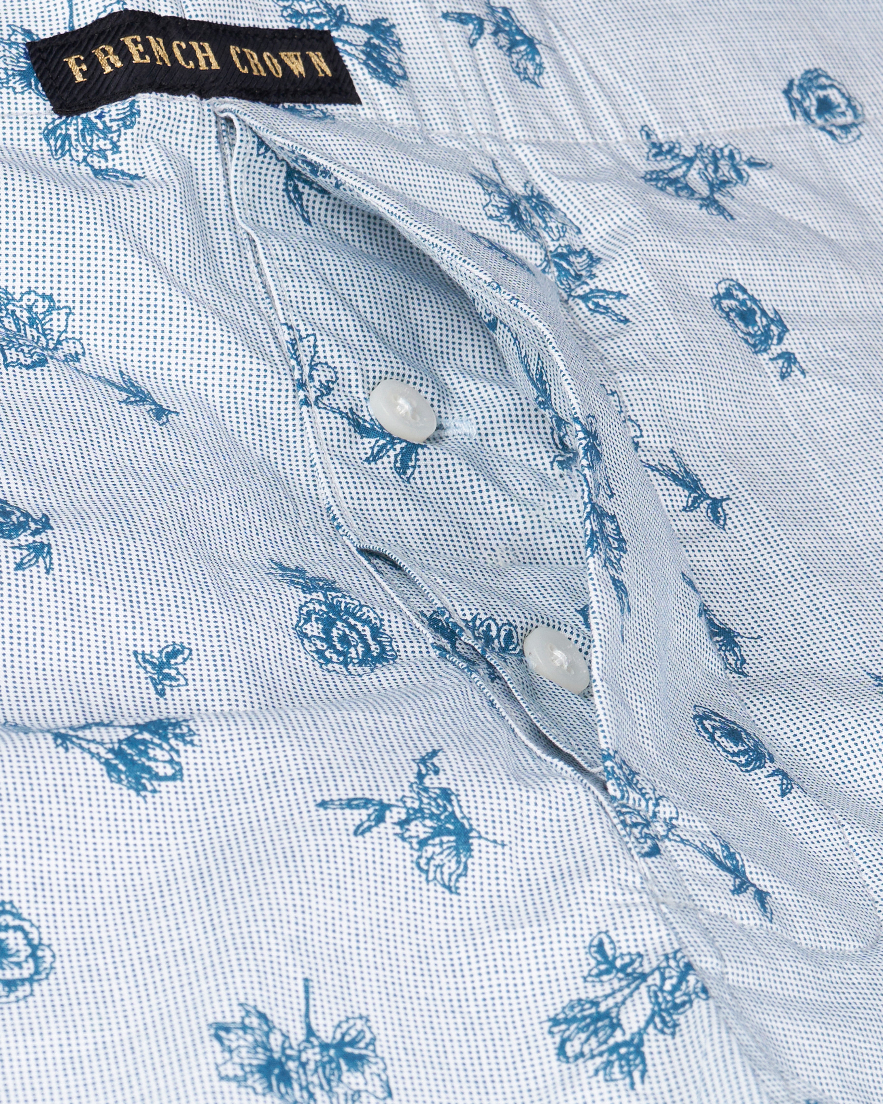 Spring Rain Gray Dobby textured And Bright White with Denim Blue Rose Printed Premium Cotton Boxers BX504-BX429-28, BX504-BX429-30, BX504-BX429-32, BX504-BX429-34, BX504-BX429-36, BX504-BX429-38, BX504-BX429-40, BX504-BX429-42, BX504-BX429-44