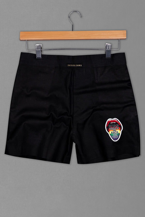 Jade Black Funky Printed Luxurious Linen Boxers