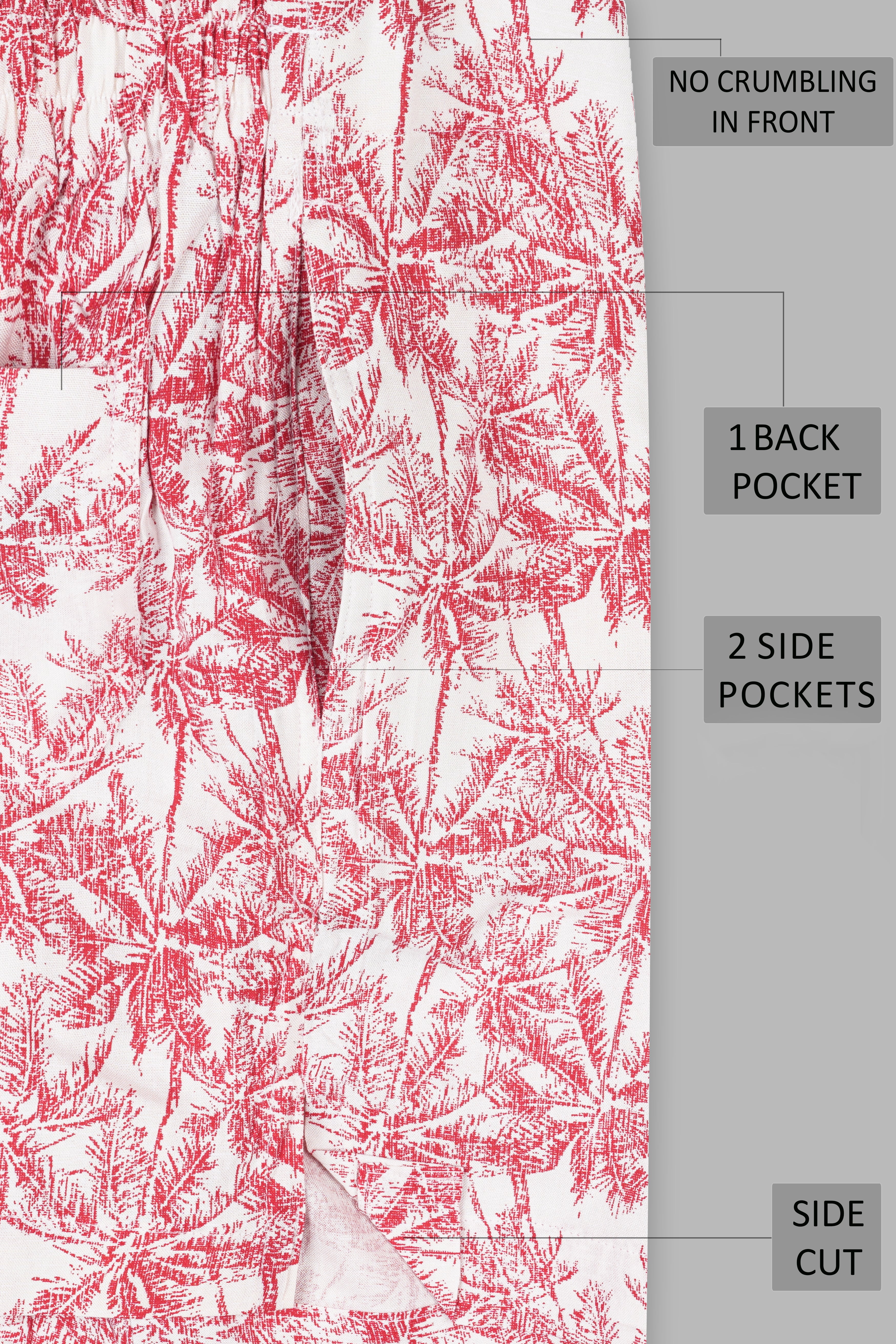 Bright White And Jasper Red Coconut Tree Prints Premium Tencel Boxer