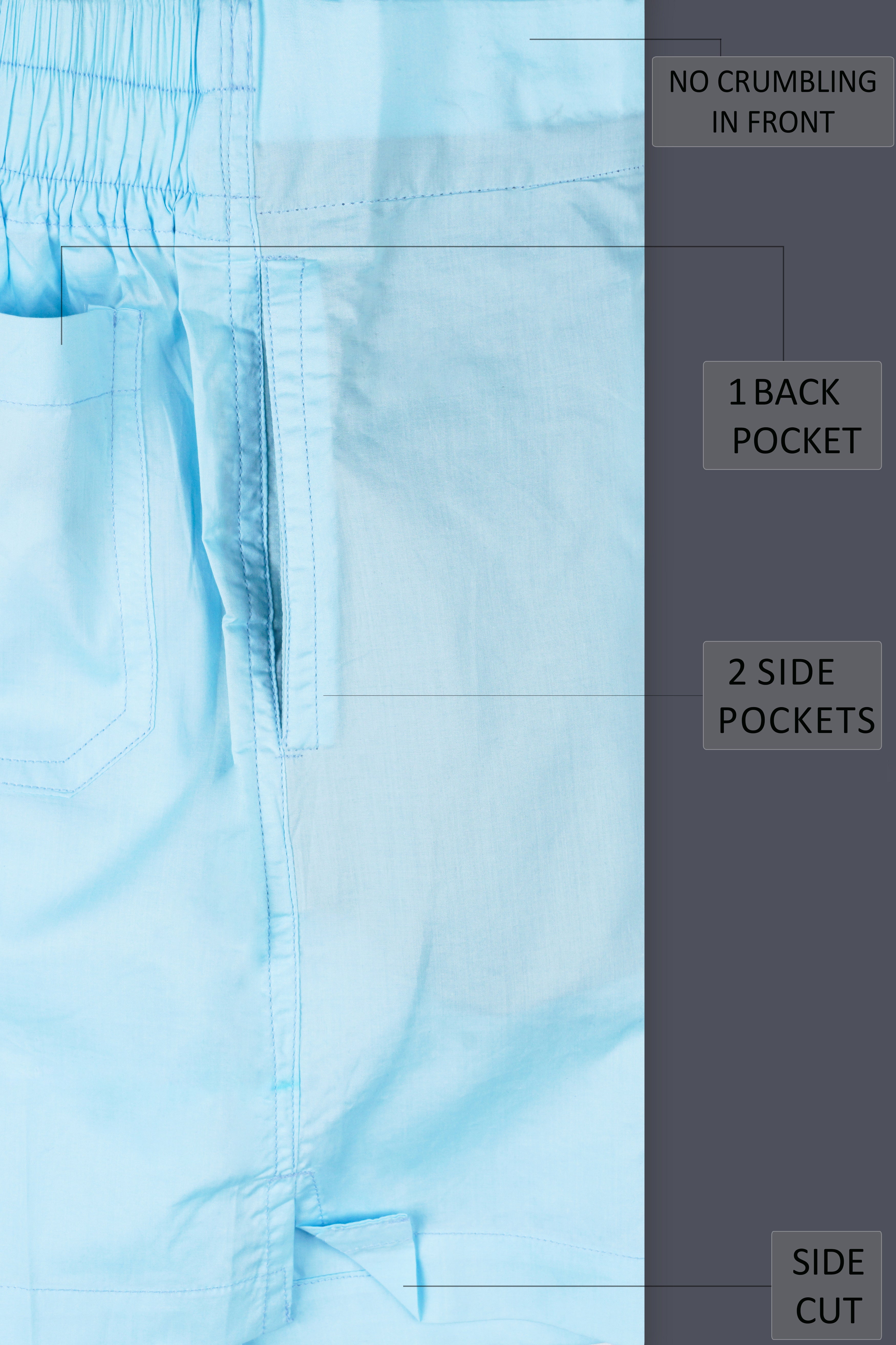 Bluish Blue Solid Subtle Sheen Super Soft Premium Cotton Boxer