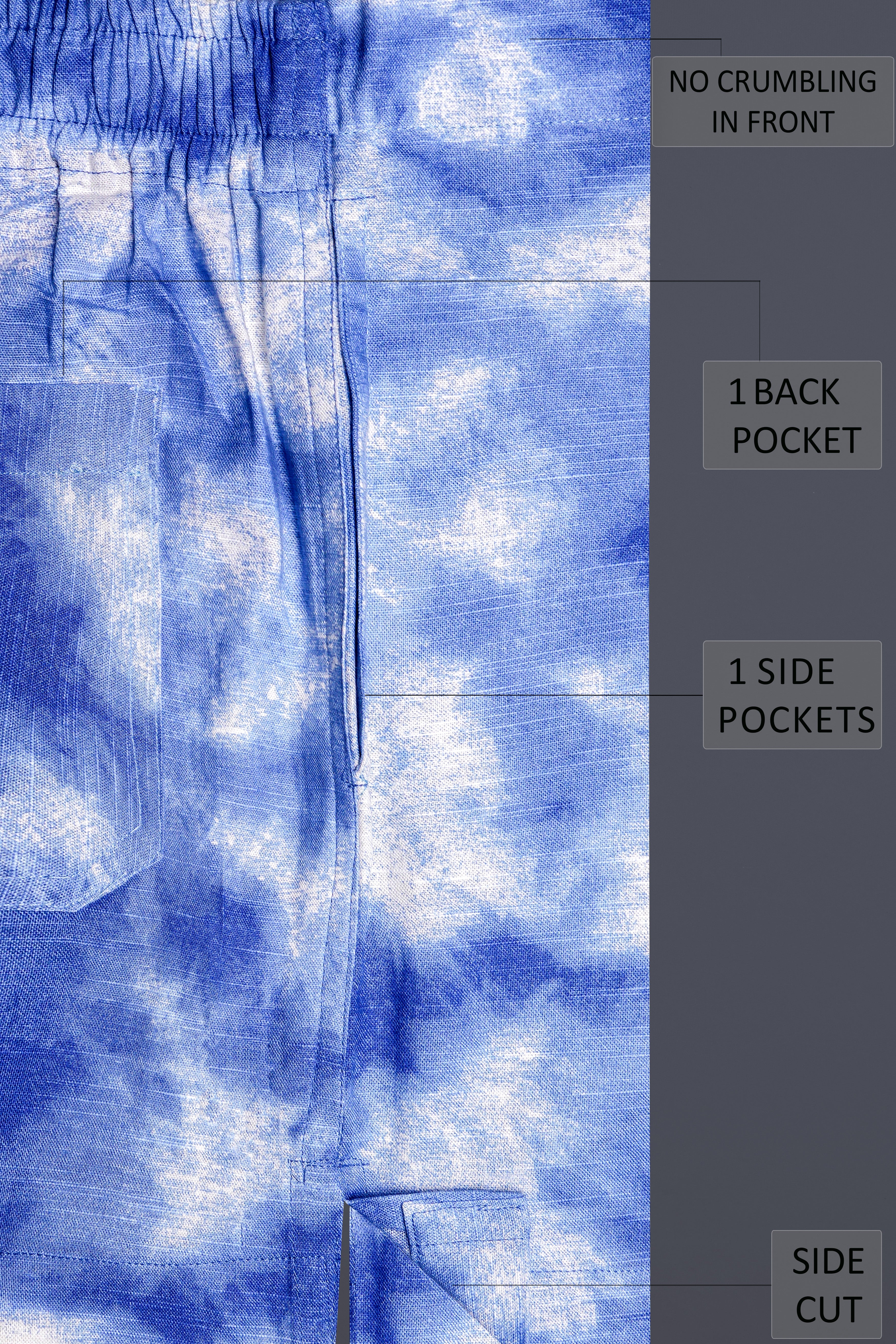 Iris Blue And Bright white Tie-Dye Printed Super Soft Luxurious Linen Boxer