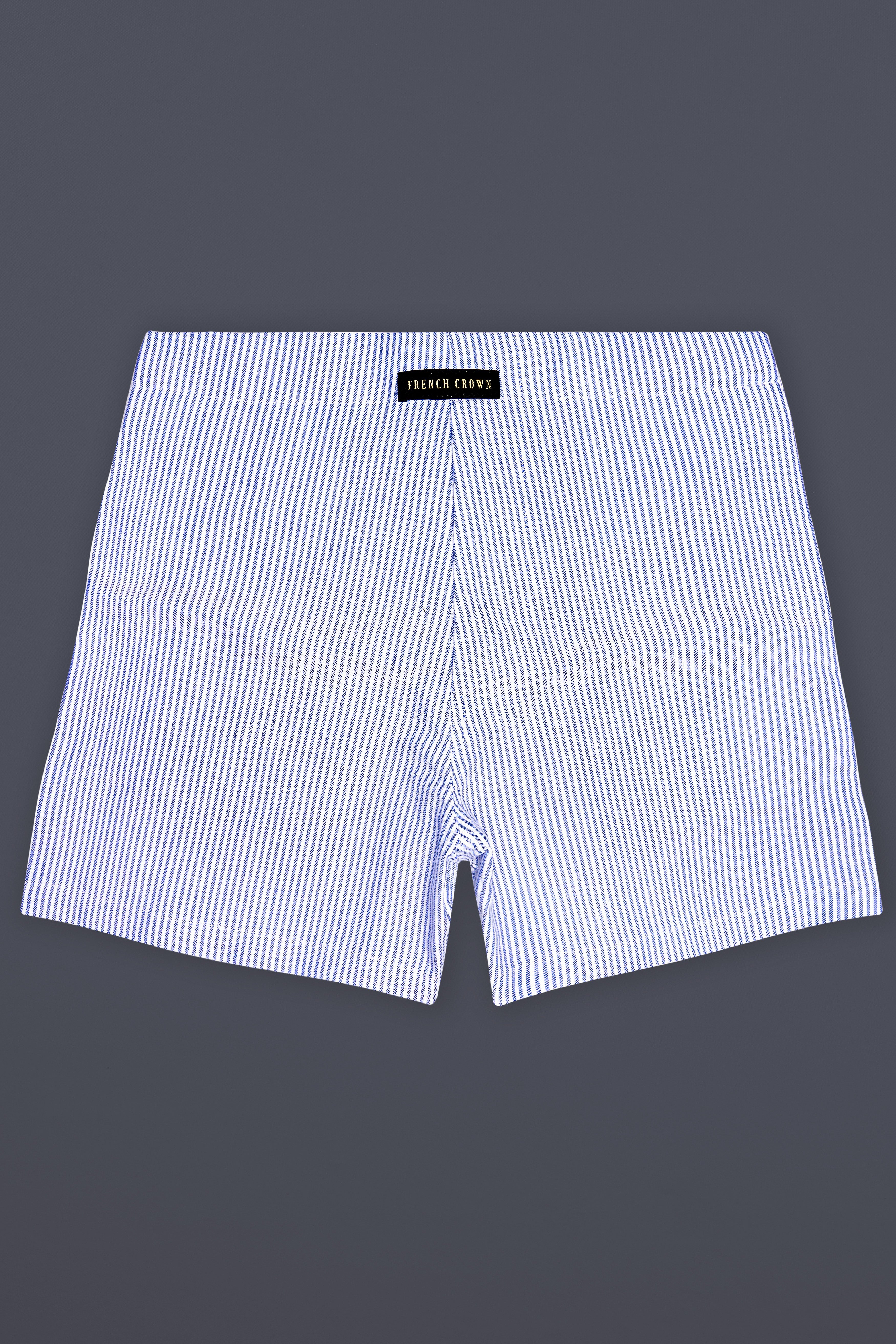 Carolina Blue And Bright White Stripes Oxford Premium Cotton Boxer